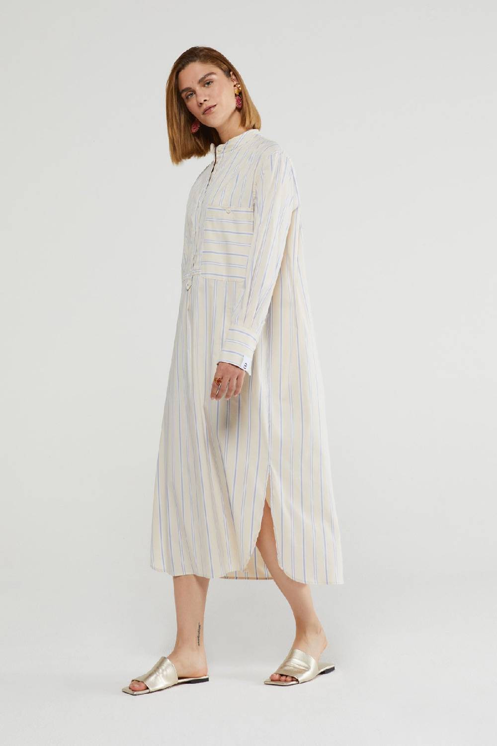 Ottod'Ame Cotton Midi Dress With Rounded Bottom