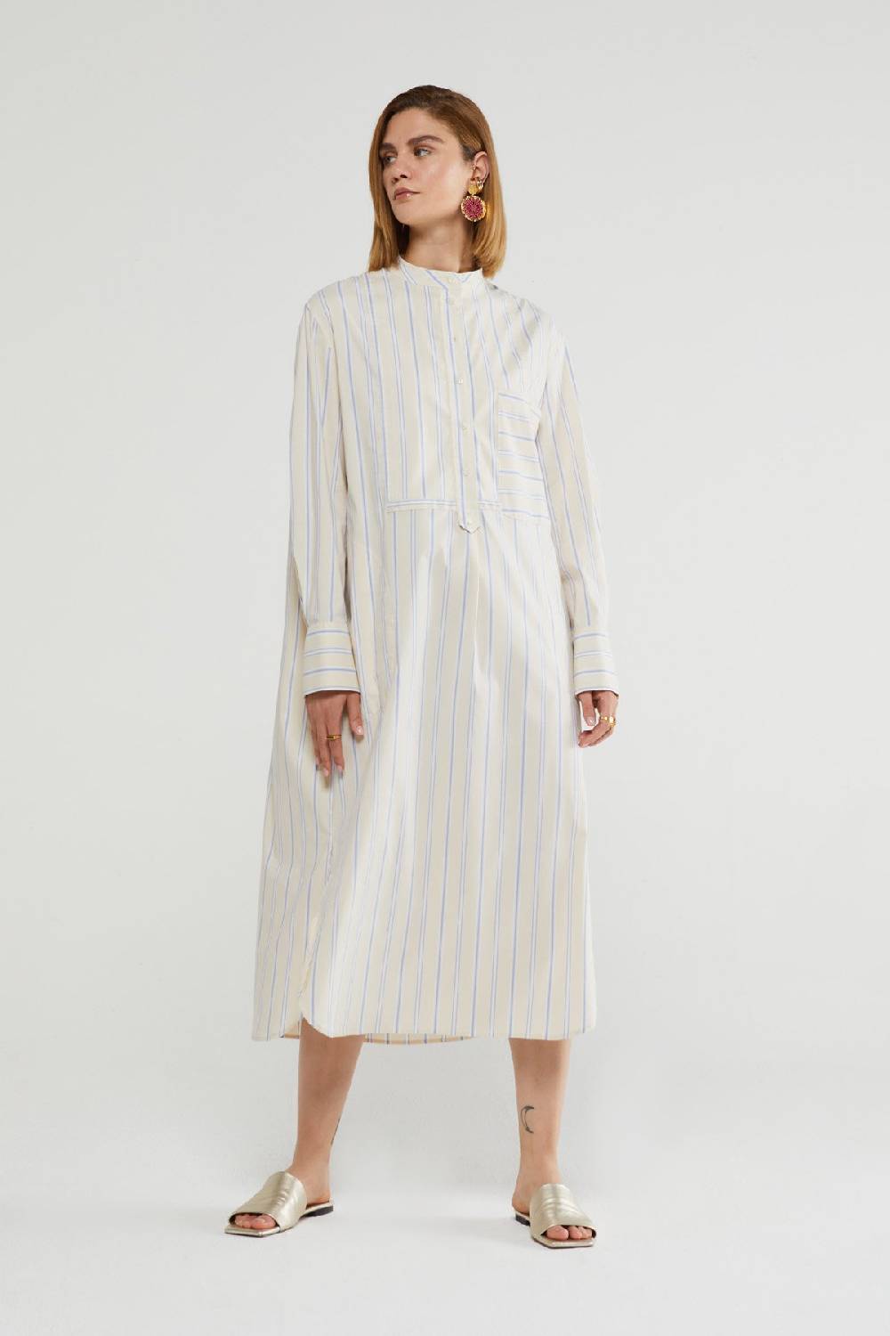 ottod'Ame Cotton midi dress with rounded bottom