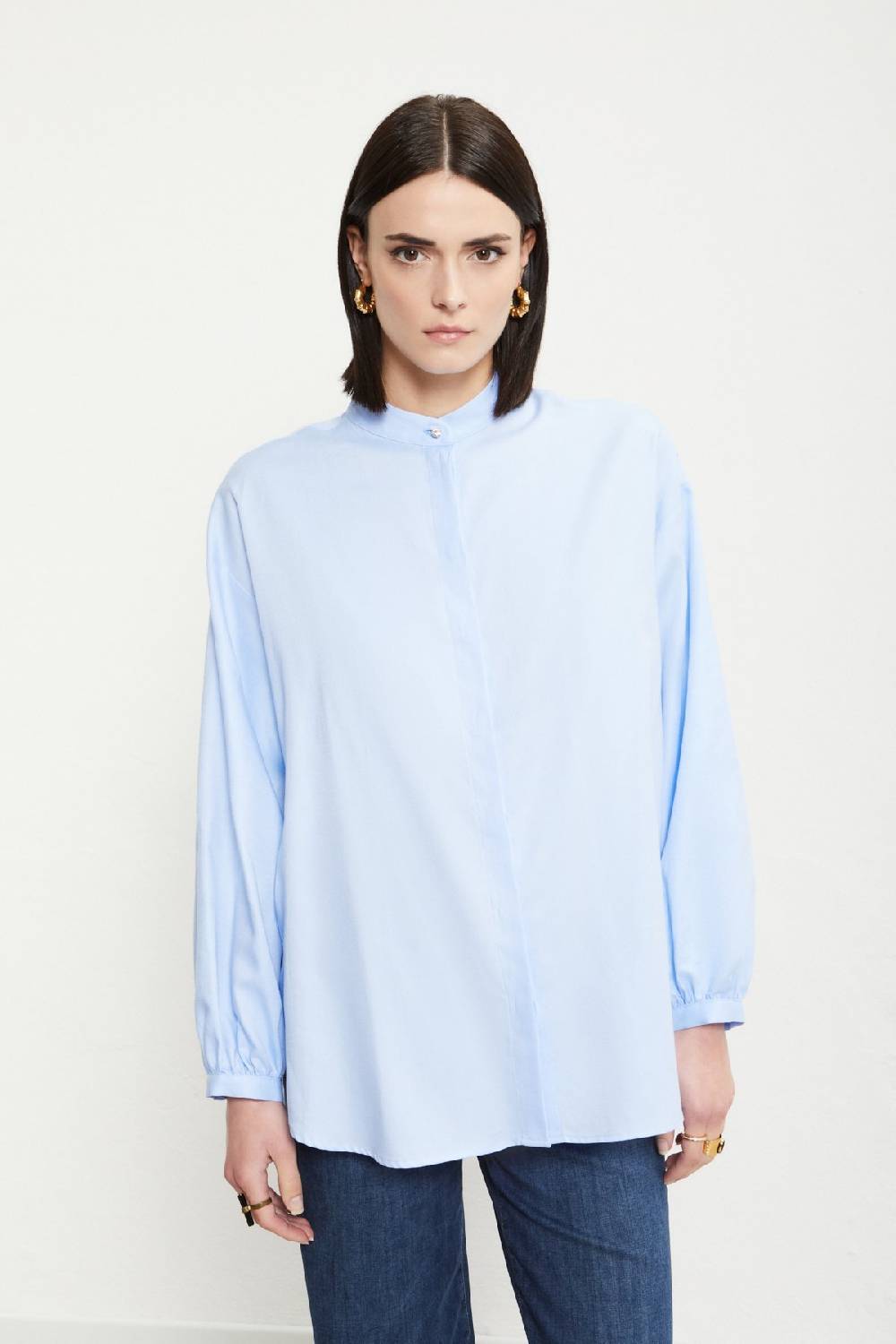 Ottod'Ame Cotton Shirt With Mandarin Collar