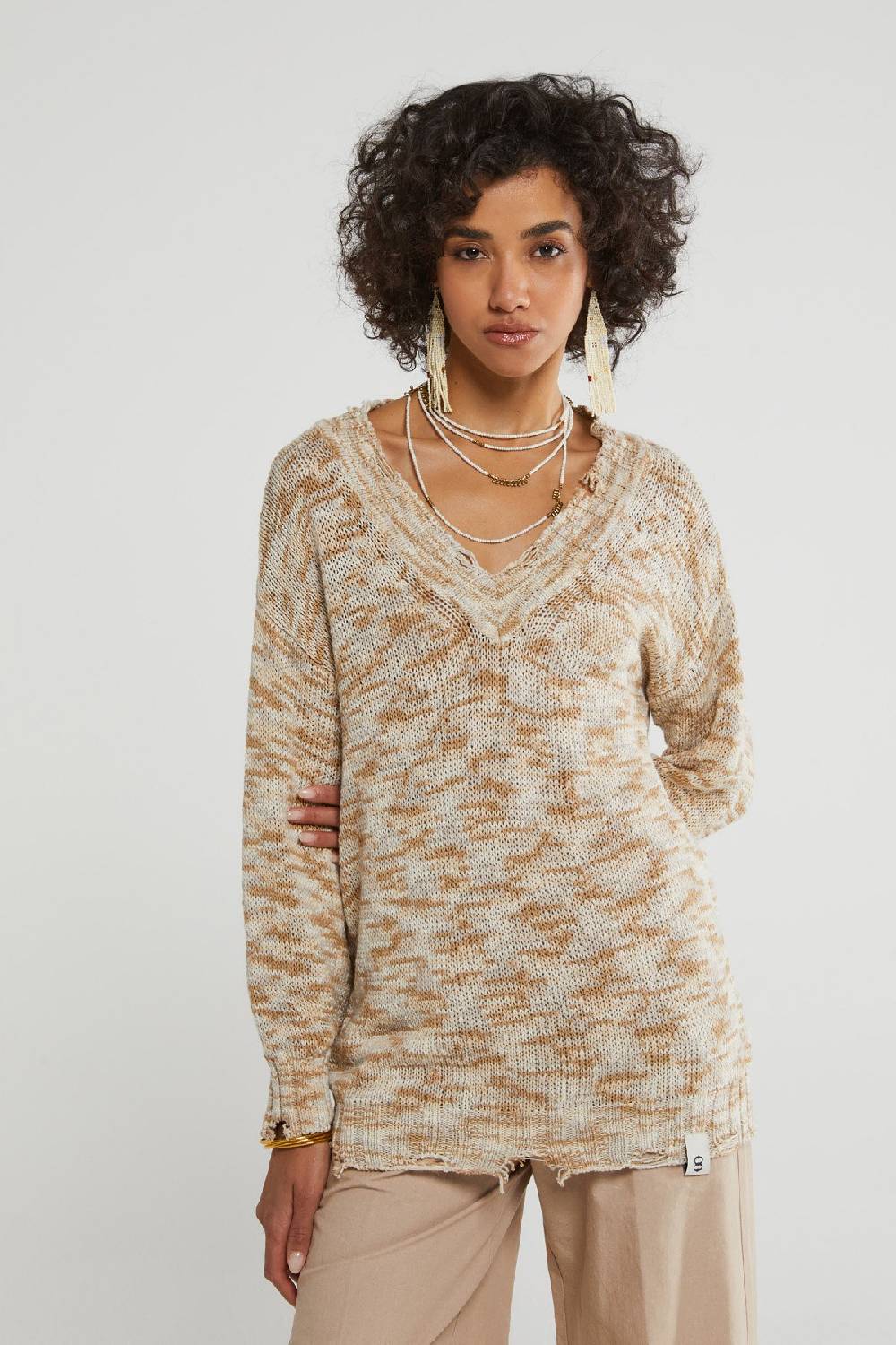 Ottod'Ame Cotton Sweater With Drawn Thread