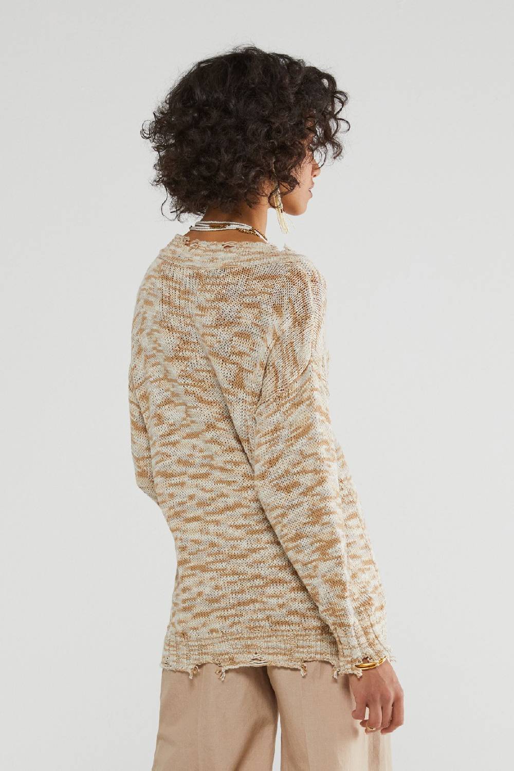 Ottod'Ame Cotton Sweater With Drawn Thread