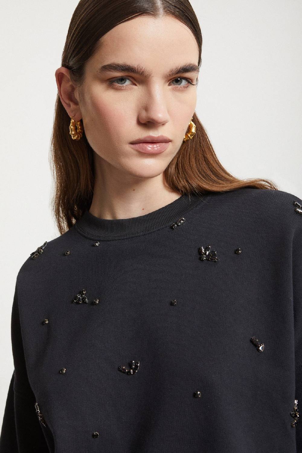 Ottod'Ame Cotton Sweatshirt With Strass