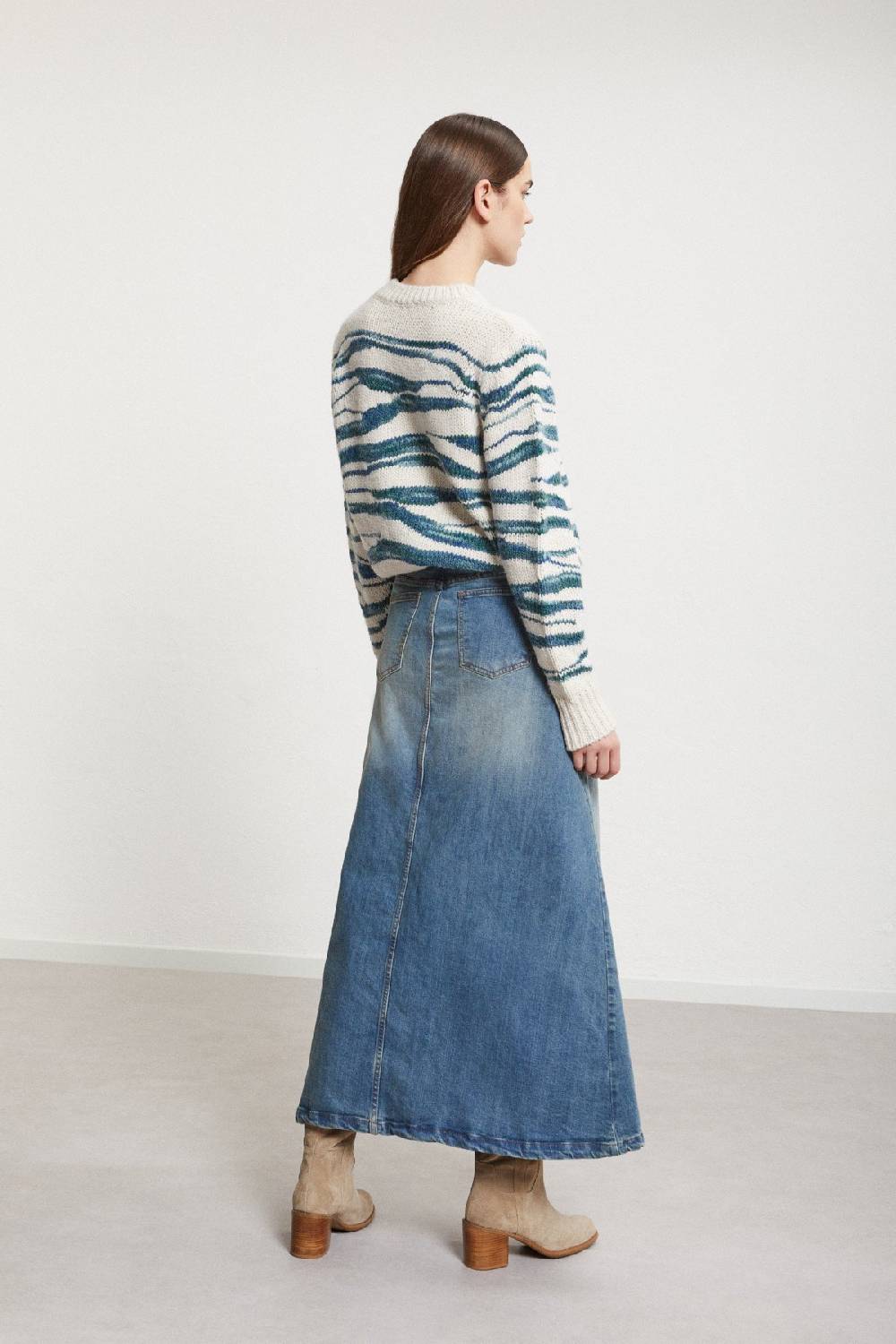 Ottod'Ame Denim Full Skirt With Split