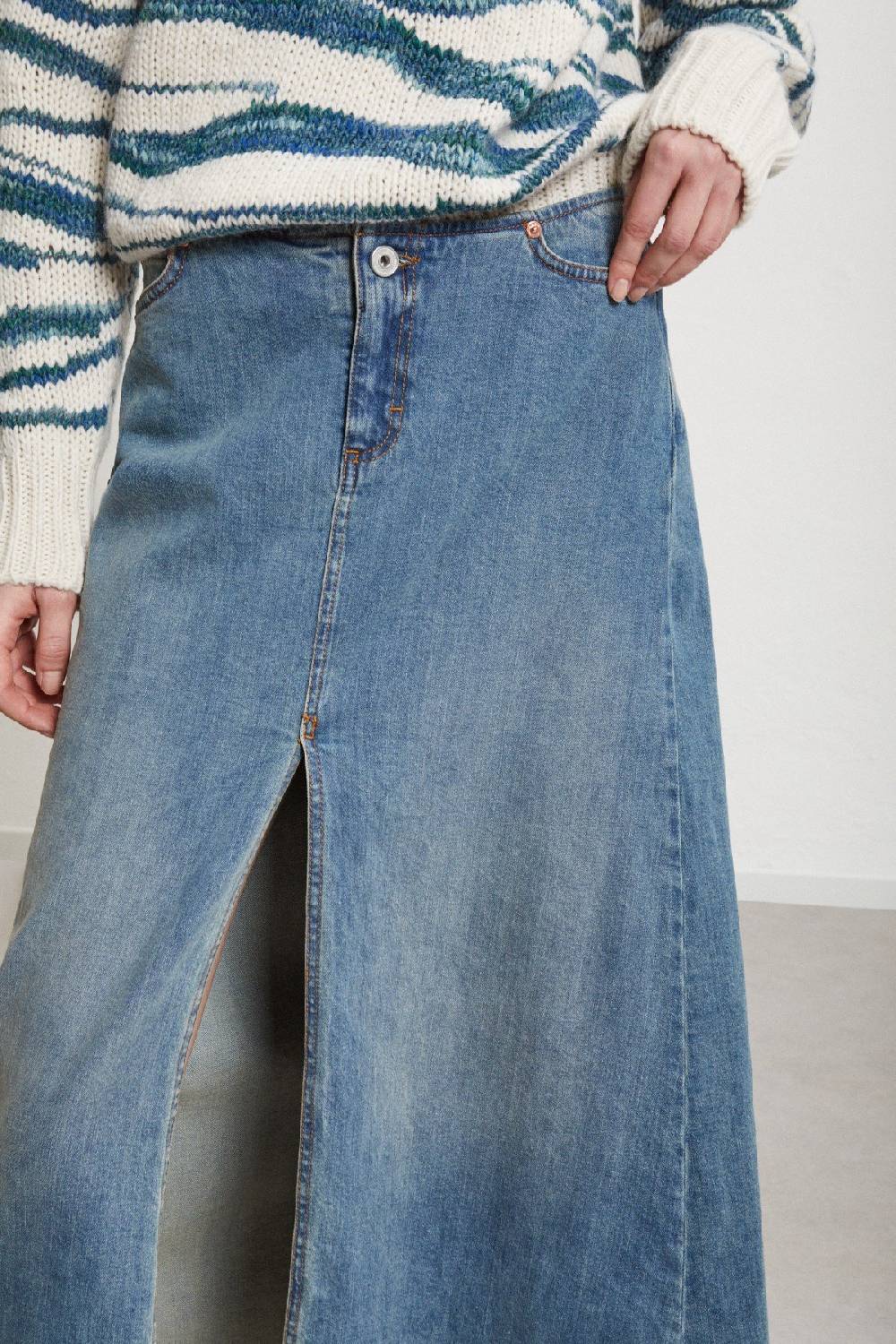 Ottod'Ame Denim Full Skirt With Split