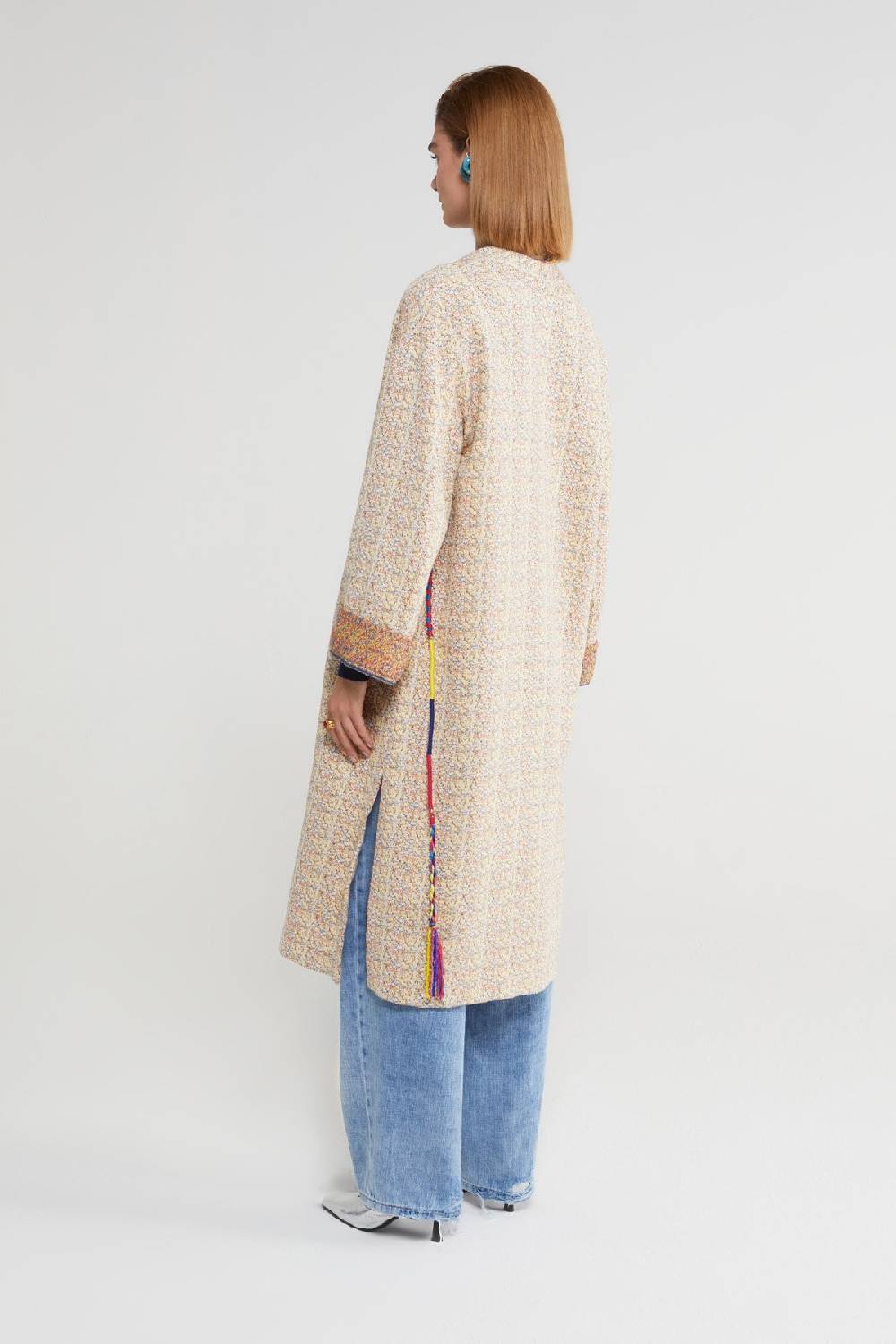 Ottod'Ame Kimono Overcoat With Multicoloured Lace