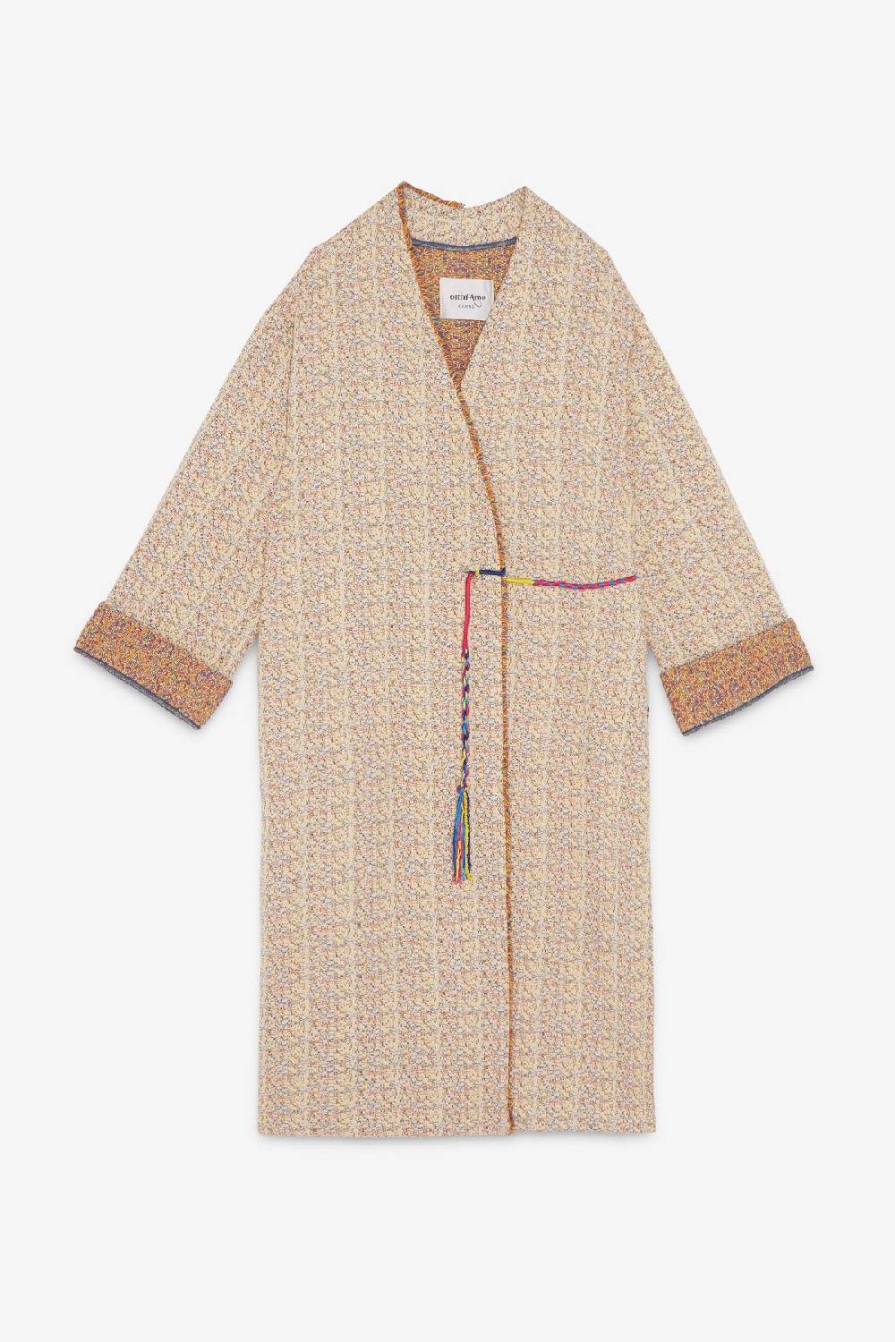 Ottod'Ame Kimono Overcoat With Multicoloured Lace