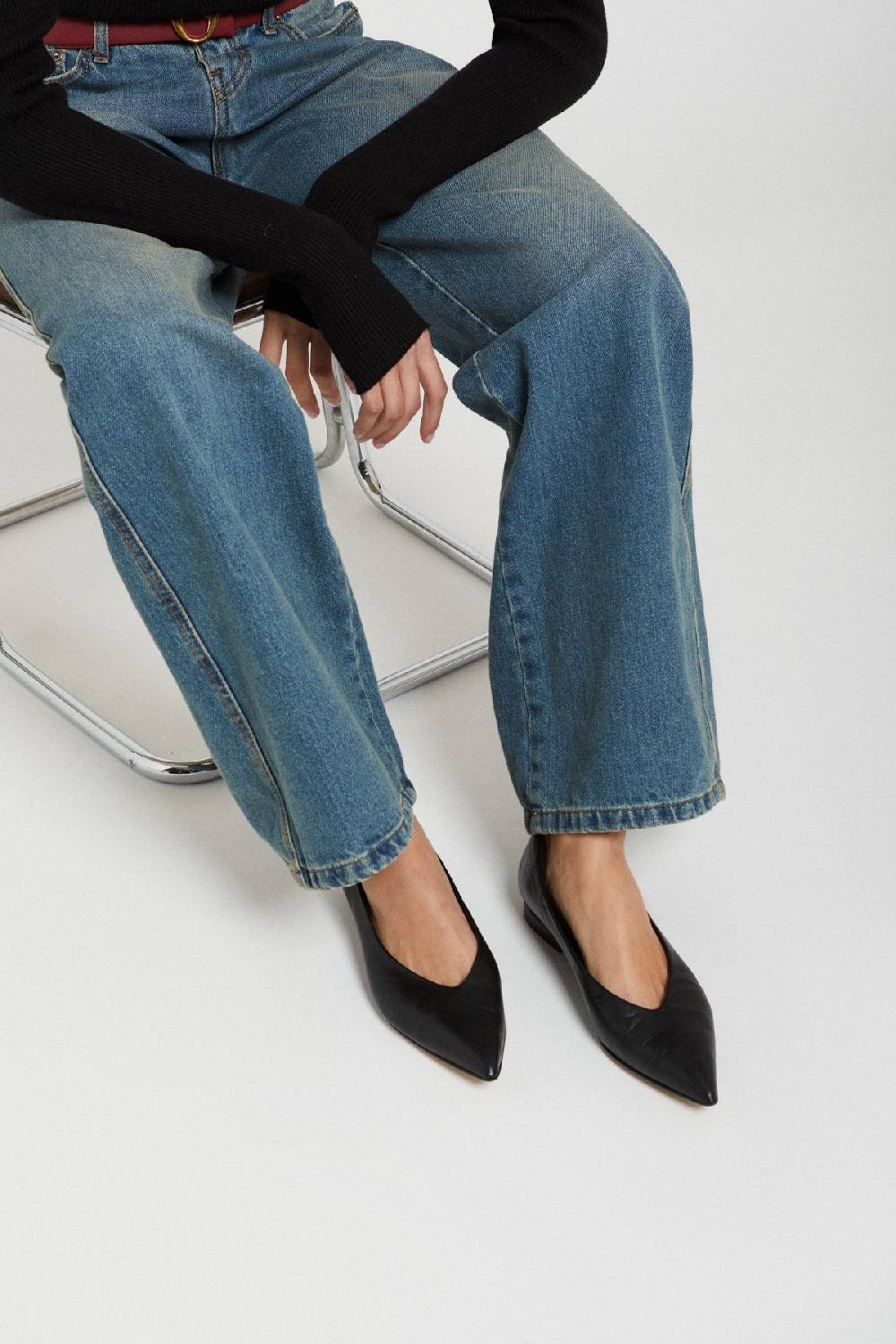 Ottod'Ame Leather Ballet Flat Mules