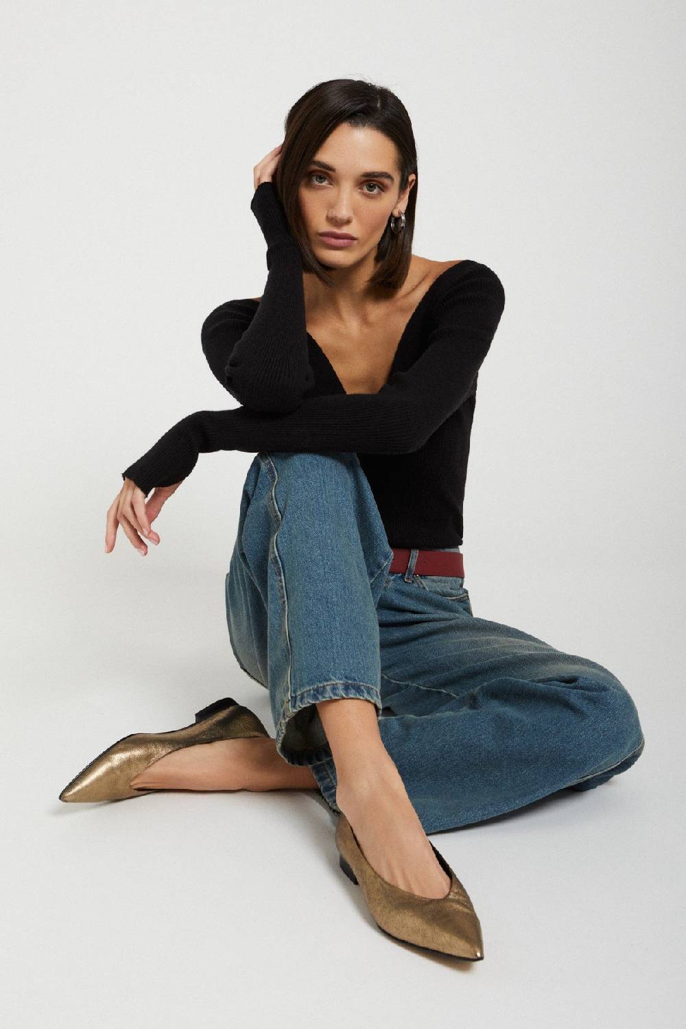 Ottod'Ame Leather Ballet Flat Mules