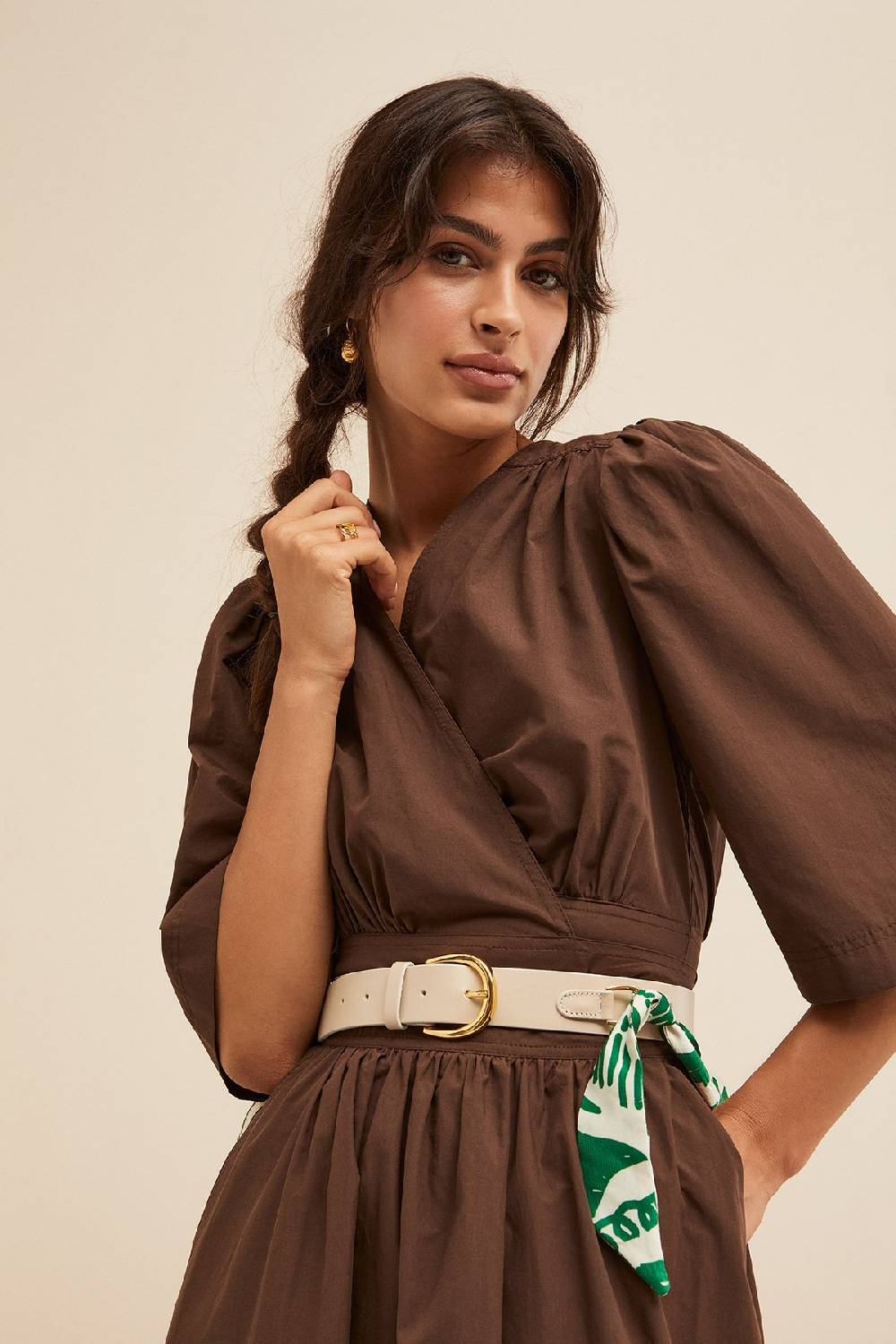 Ottod'Ame Leather Belt With Foulard