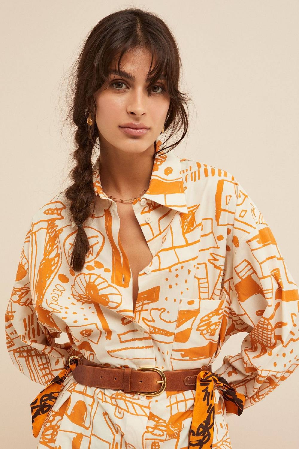 Ottod'Ame Leather Belt With Foulard