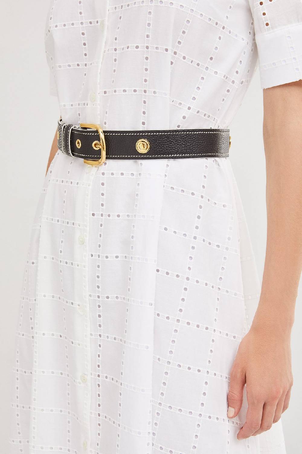 Ottod'Ame Leather Belt With Saddle Stitches