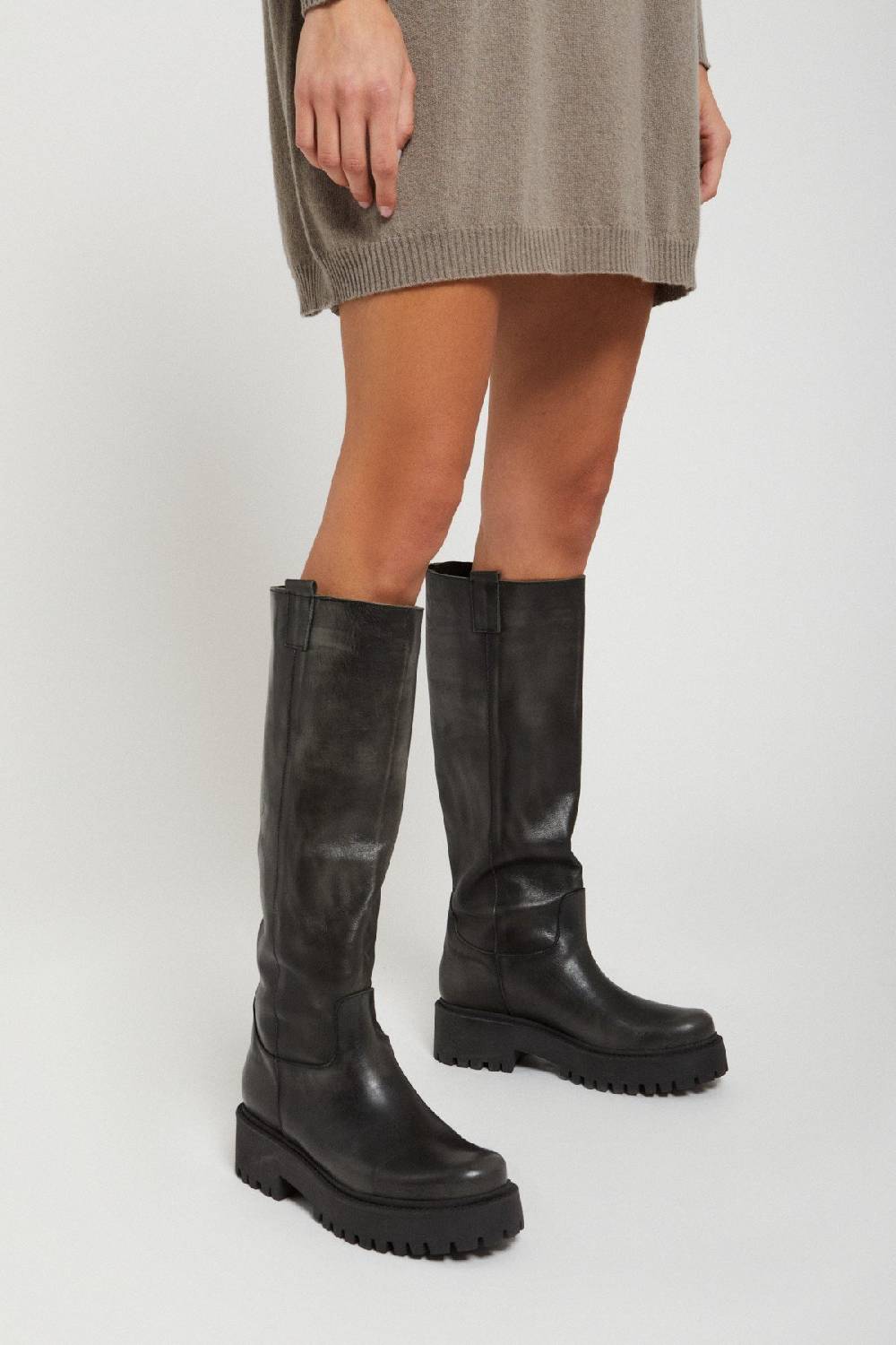 Ottod'Ame Leather Biker With Rubber Sole