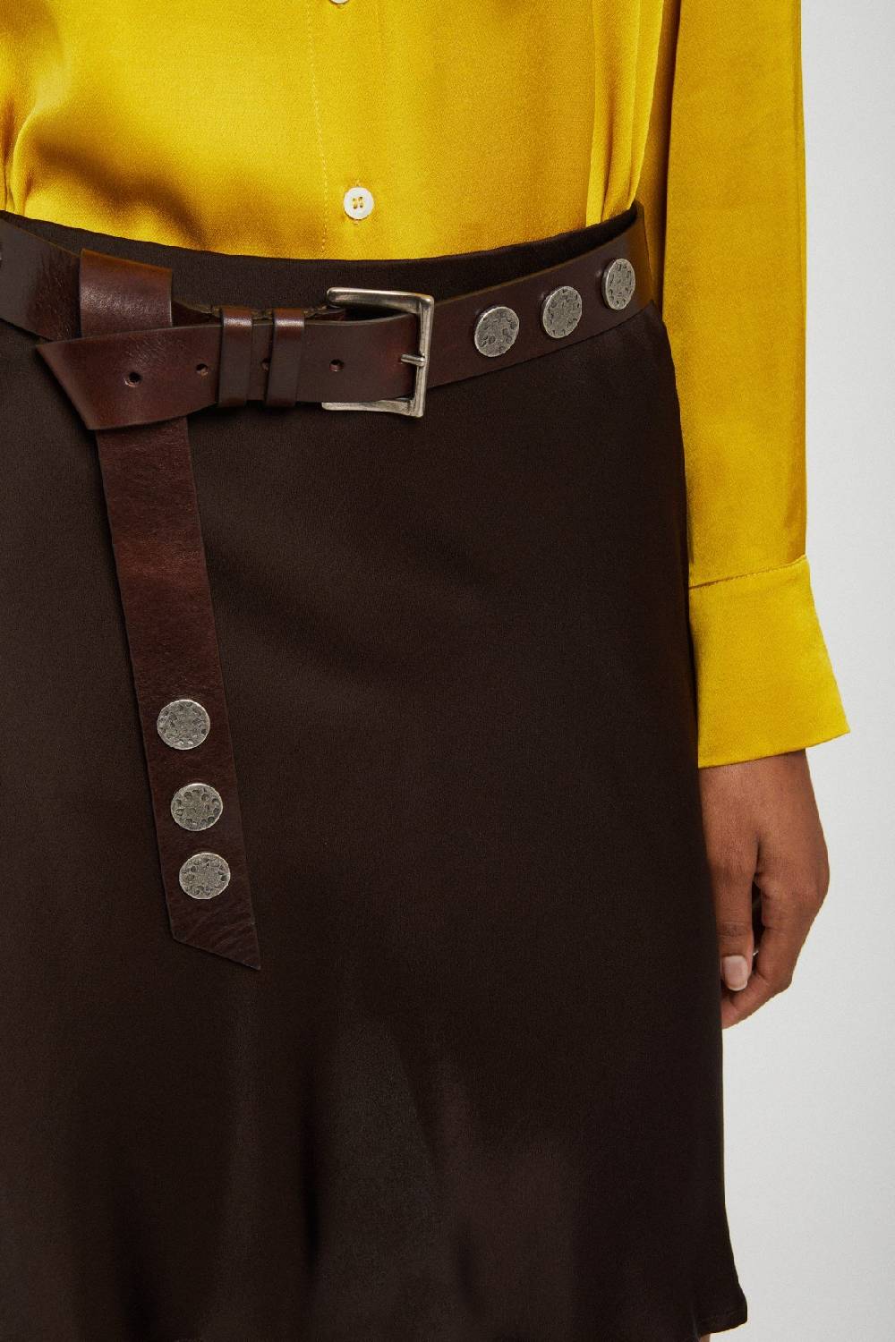 Ottod'Ame Leather High Belt With Studs