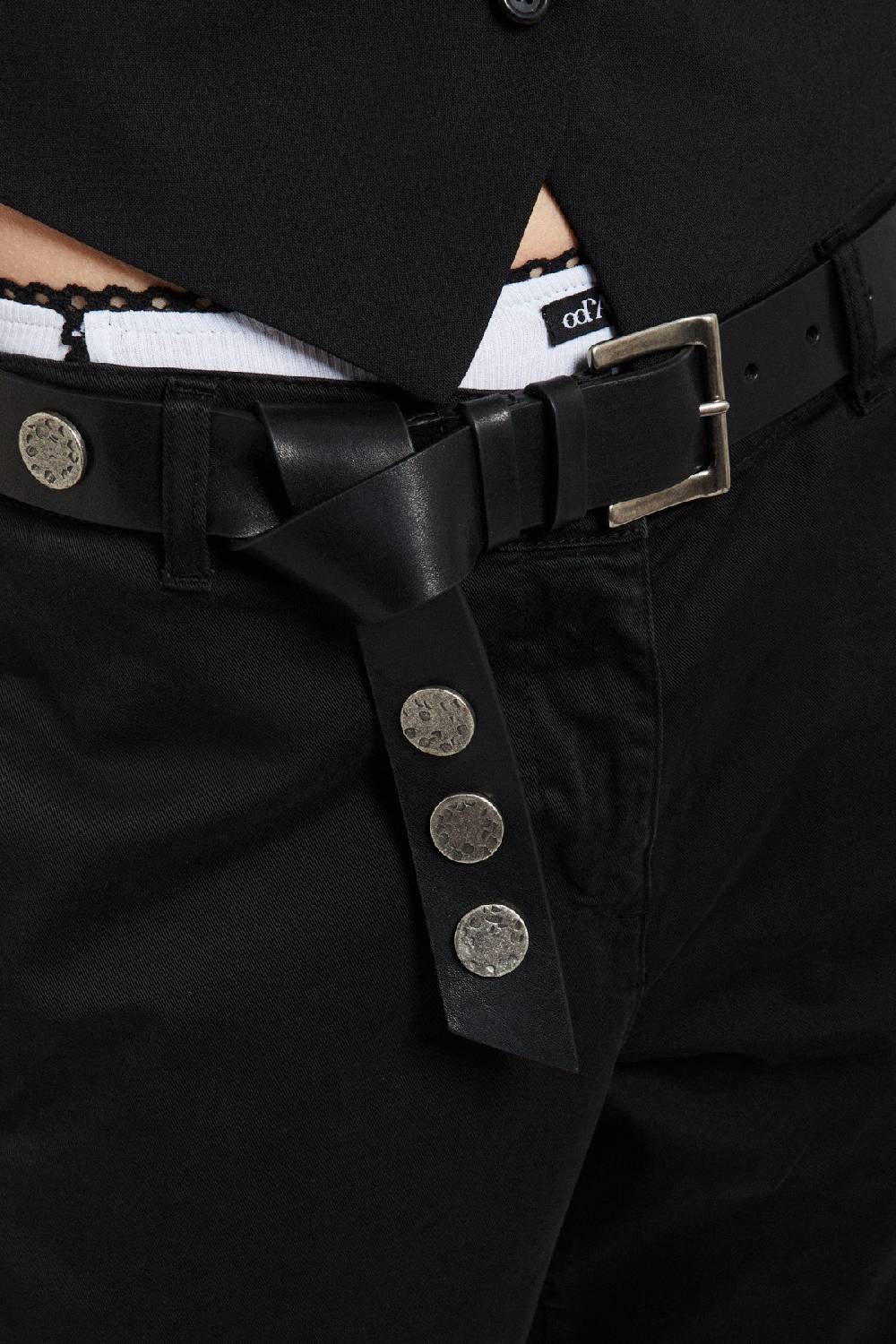 Ottod'Ame Leather High Belt With Studs