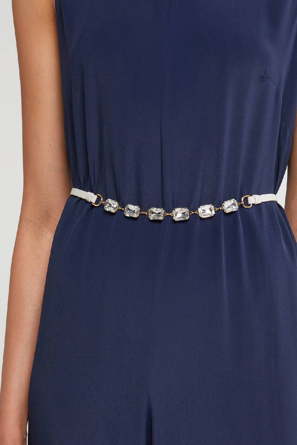 Ottod'Ame Leather Thin Belt With Jewels