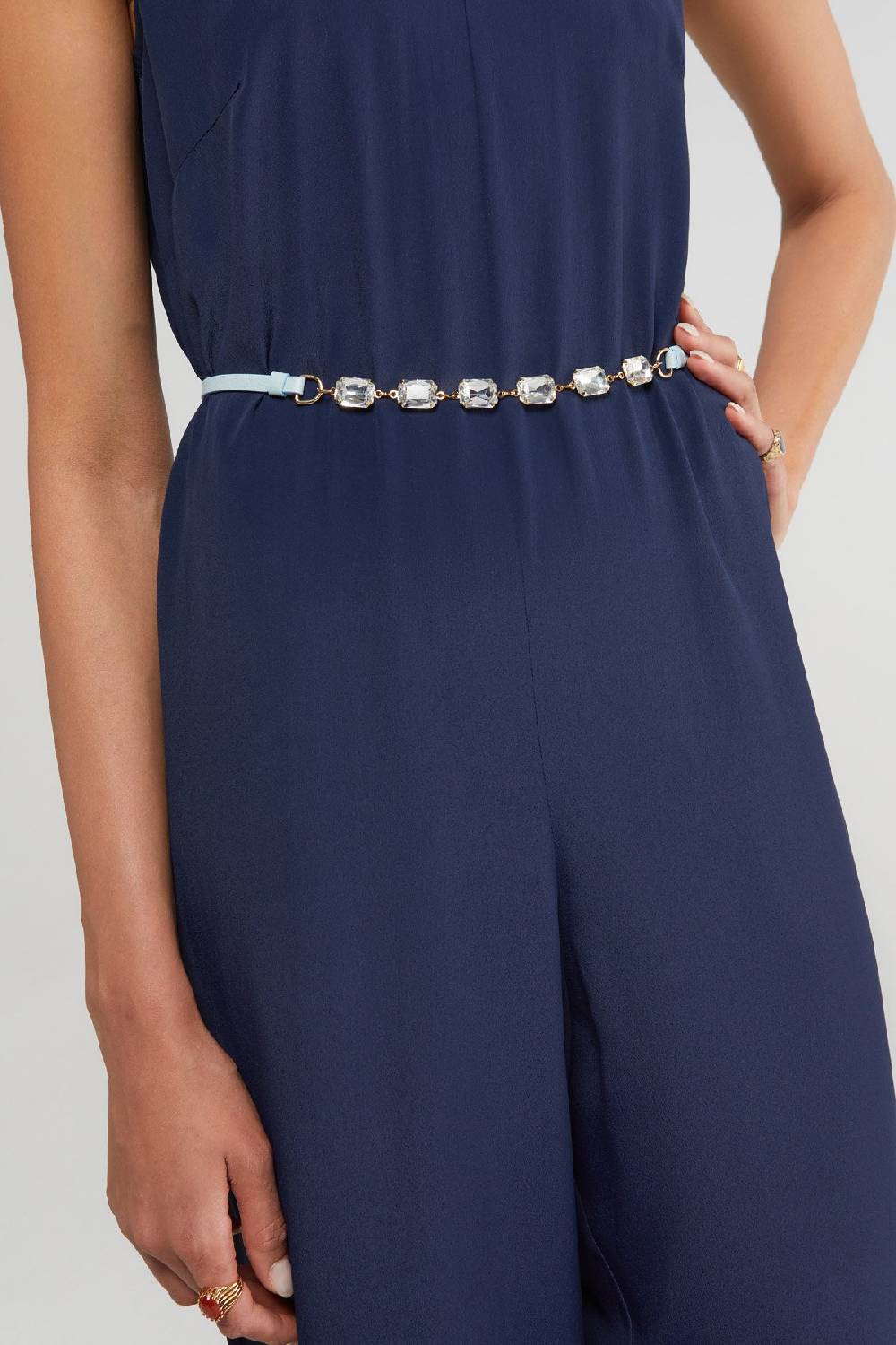 Ottod'Ame Leather Thin Belt With Jewels