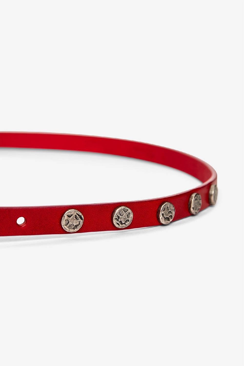 Ottod'Ame Leather Thin Belt With Studs