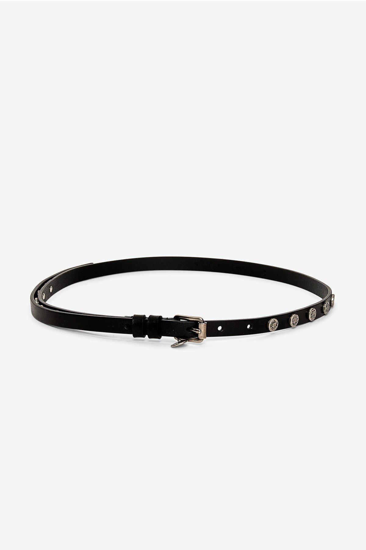 Ottod'Ame Leather Thin Belt With Studs