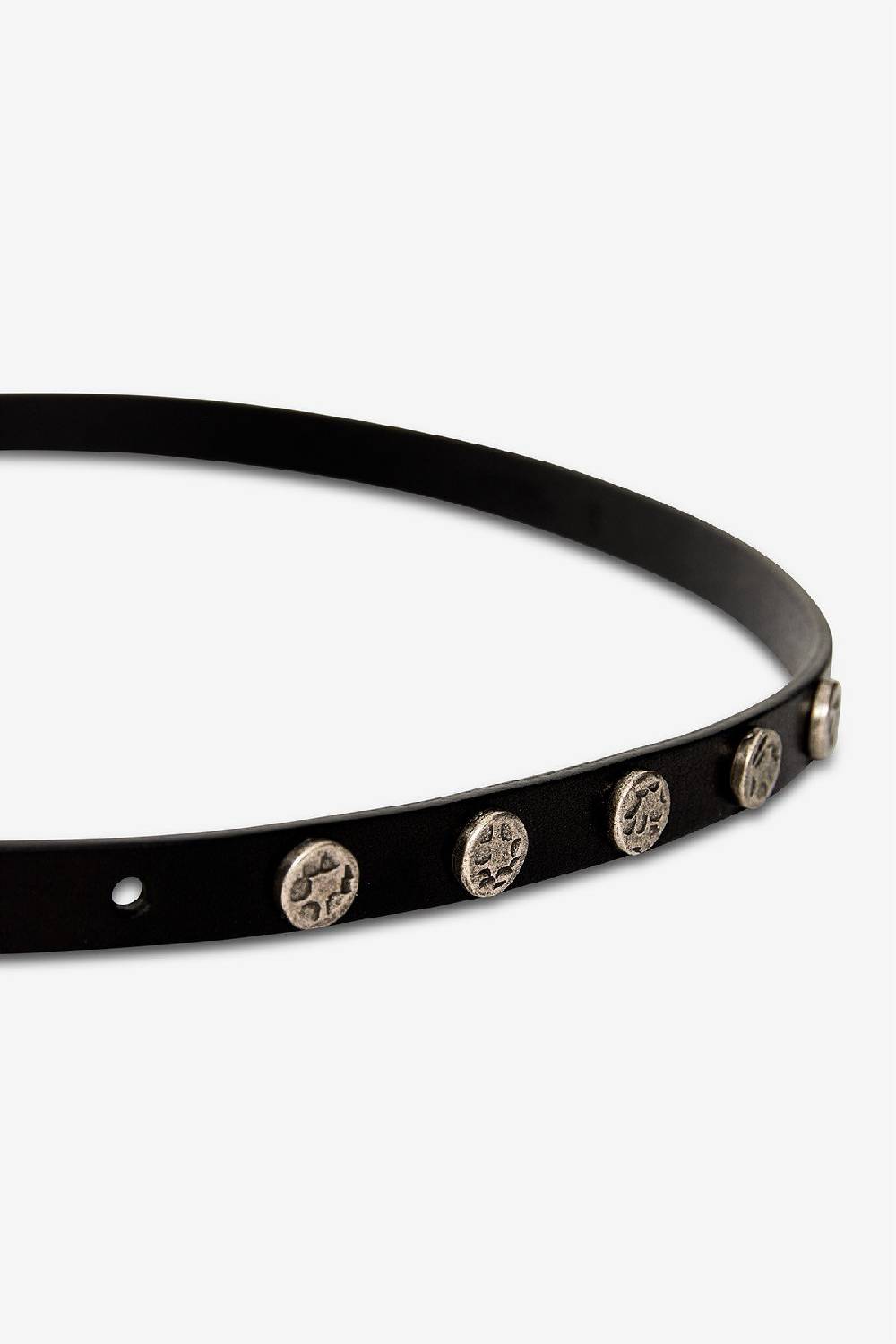 Ottod'Ame Leather Thin Belt With Studs