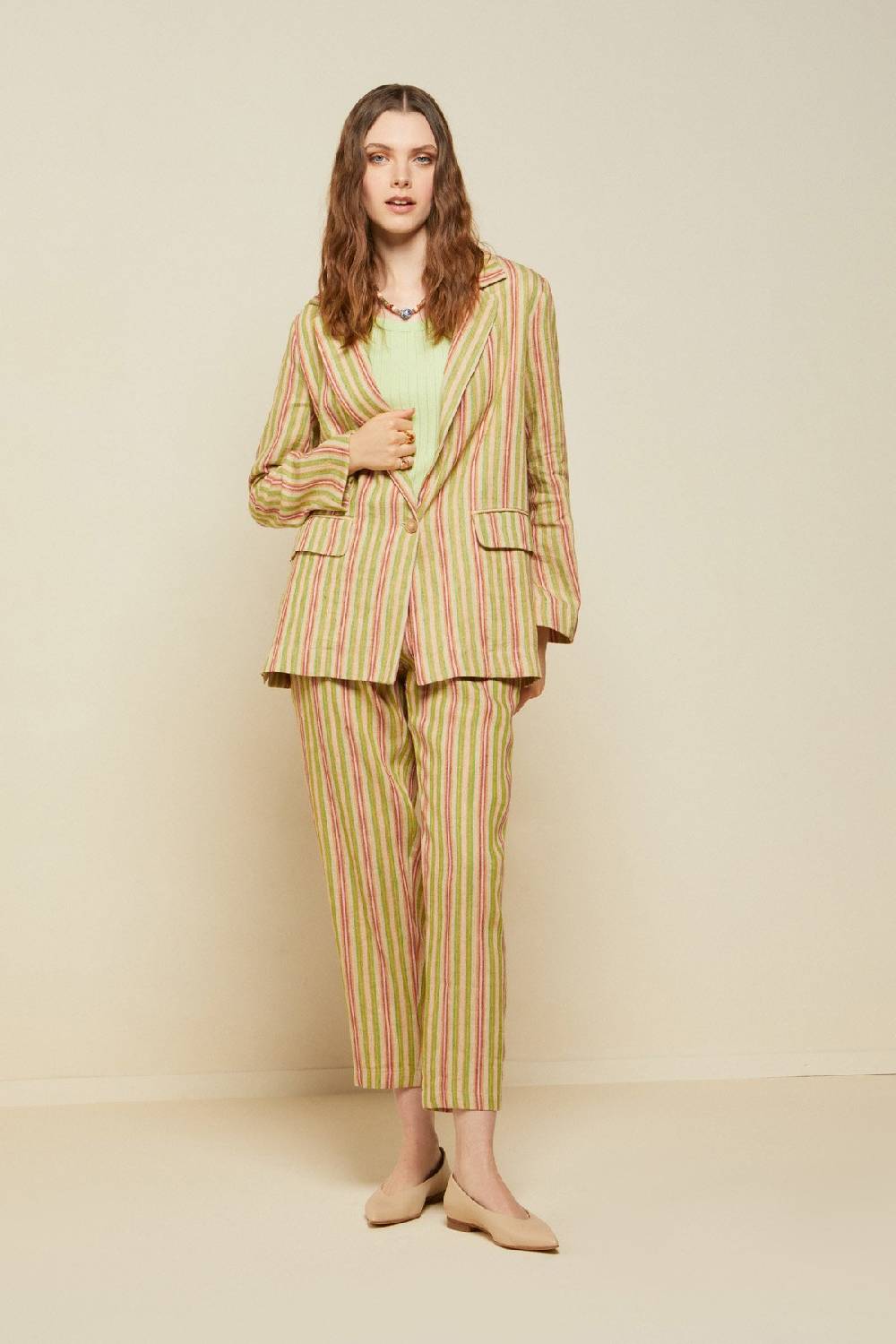 Ottod'Ame Linen Blend Ankle Length Trousers