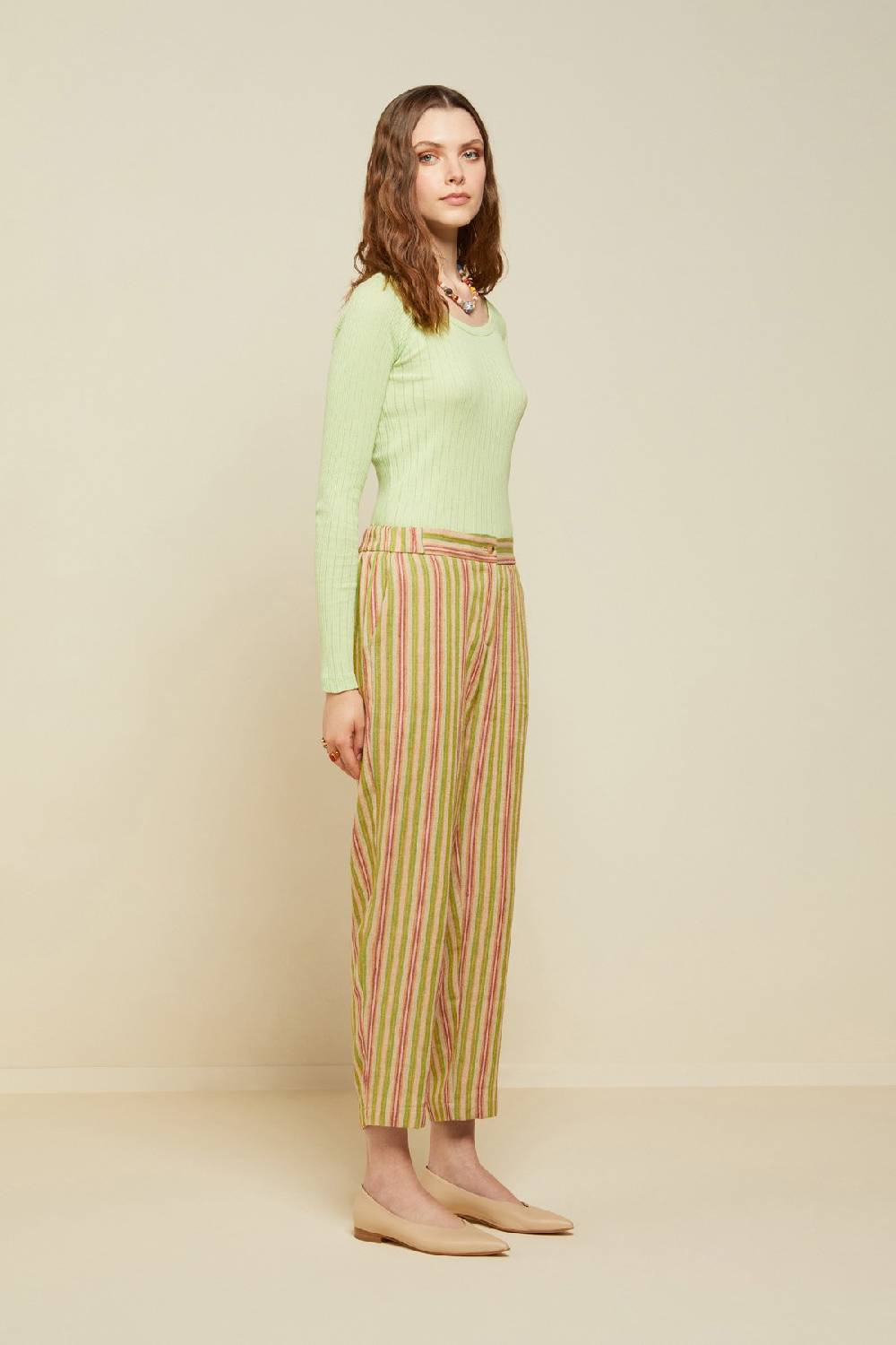 ottod'Ame Linen blend ankle length trousers