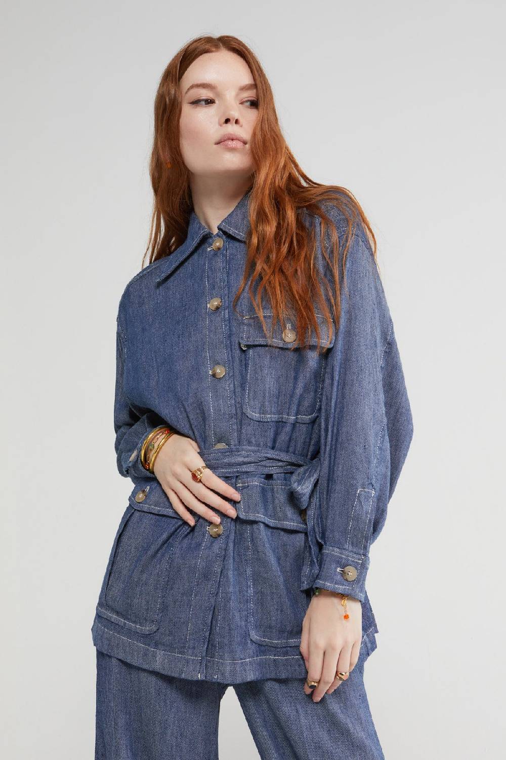 ottod'Ame Linen blend jacket with sash