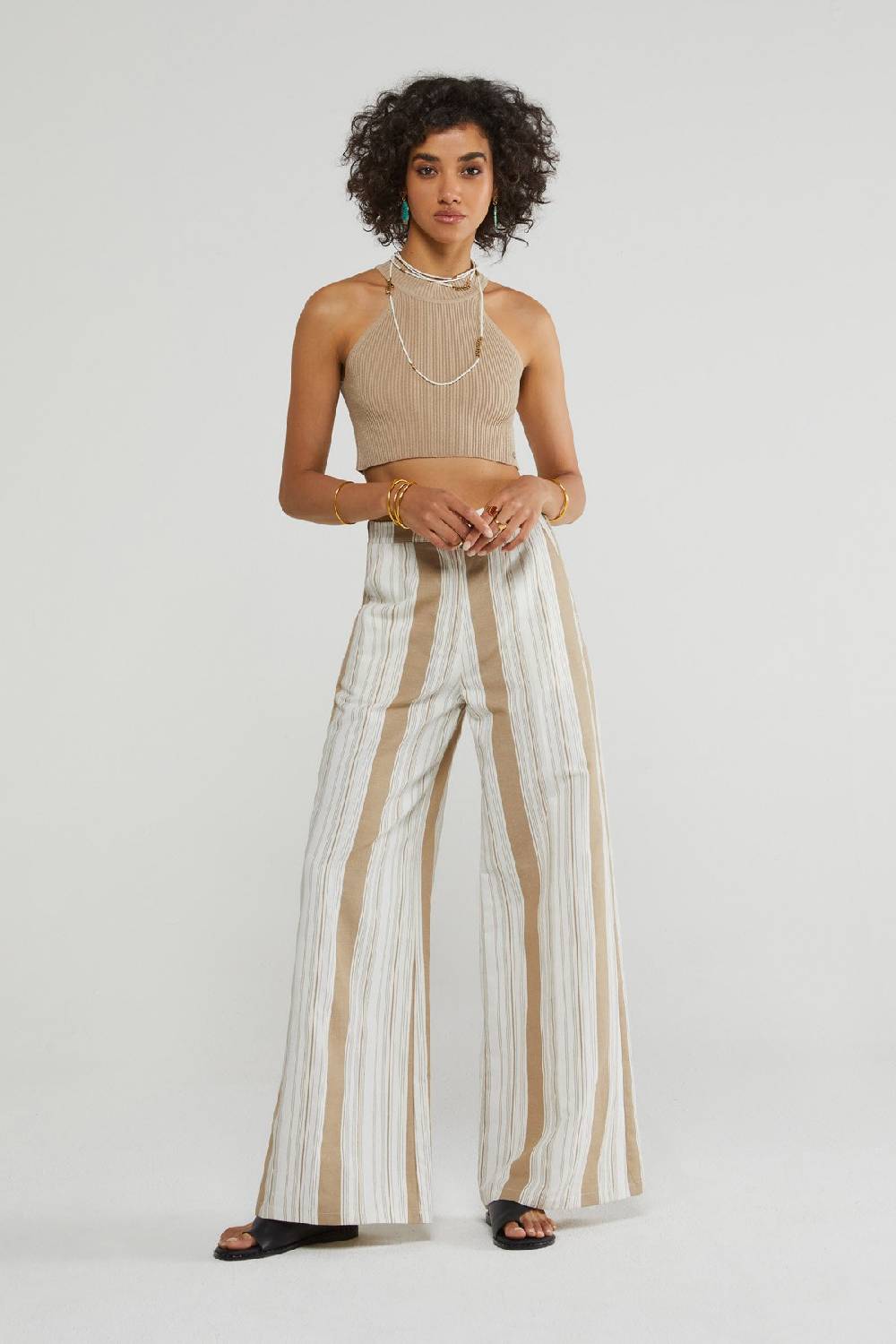 Ottod'Ame Linen Blend Palazzo Trousers