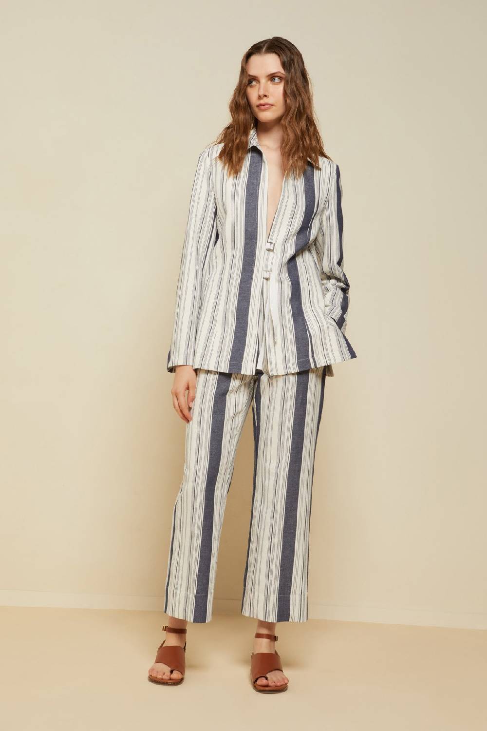 Ottod'Ame Linen Blend Pinstriped Trousers