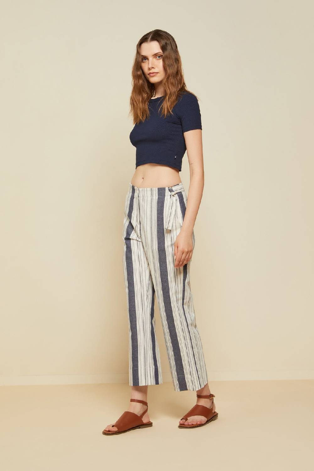 ottod'Ame Linen blend pinstriped trousers