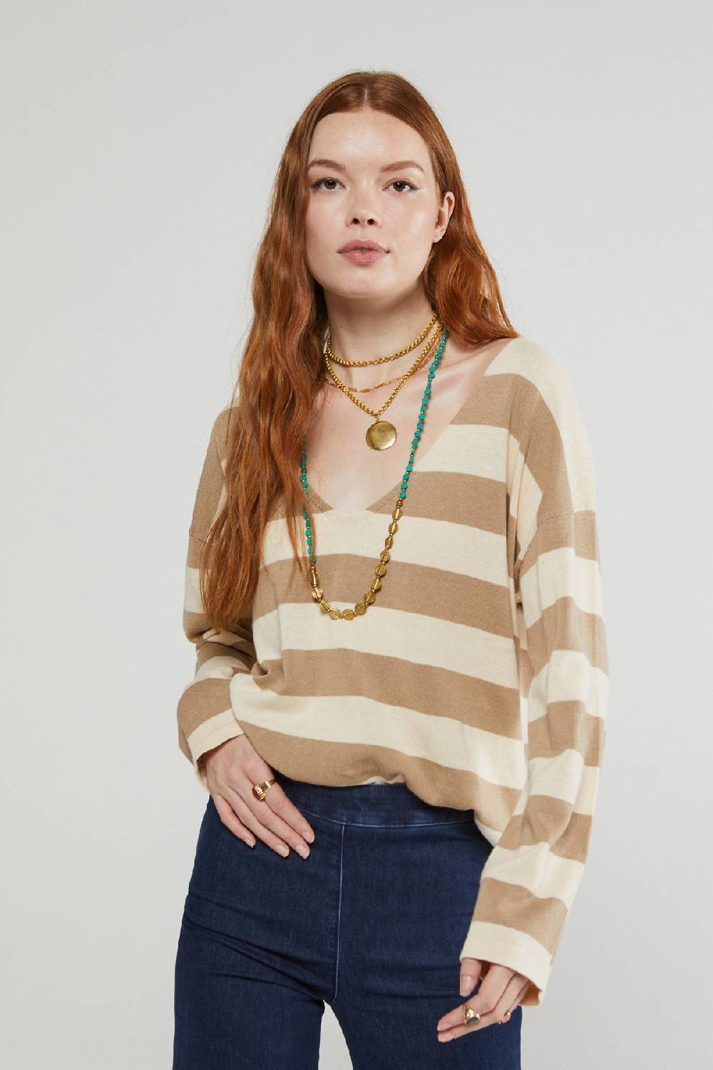 Ottod'Ame Linen Blend Sweater With V Neckline