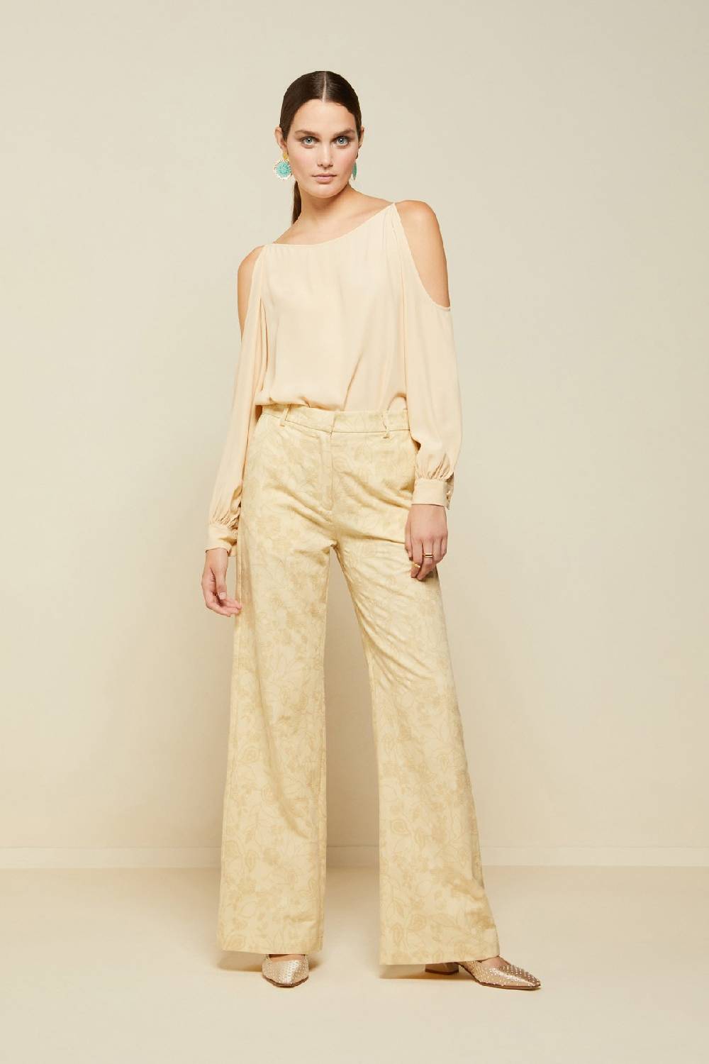 Ottod'Ame Linen Blend Trousers With Embroidery
