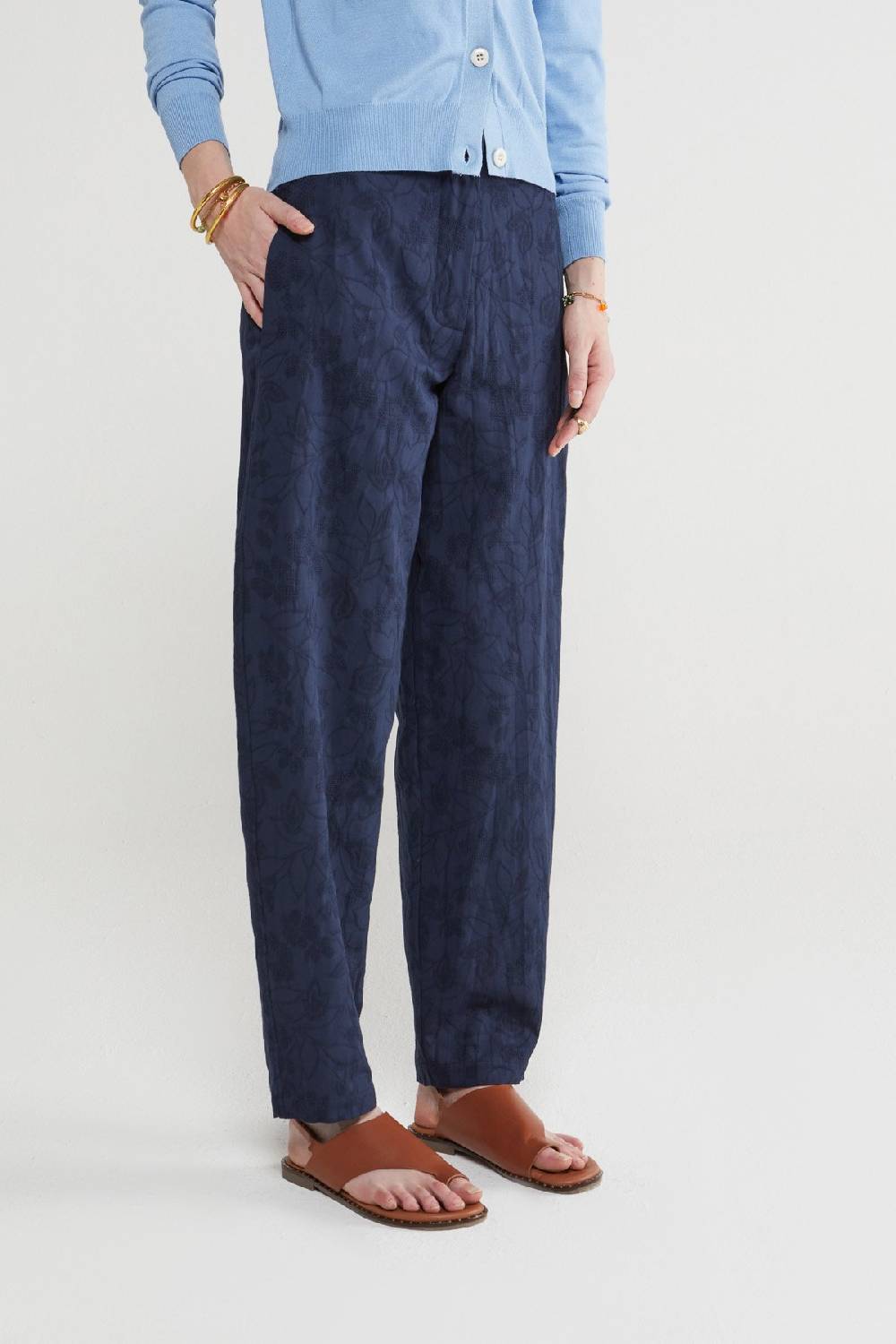 Ottod'Ame Linen Blend Trousers With Embroidery