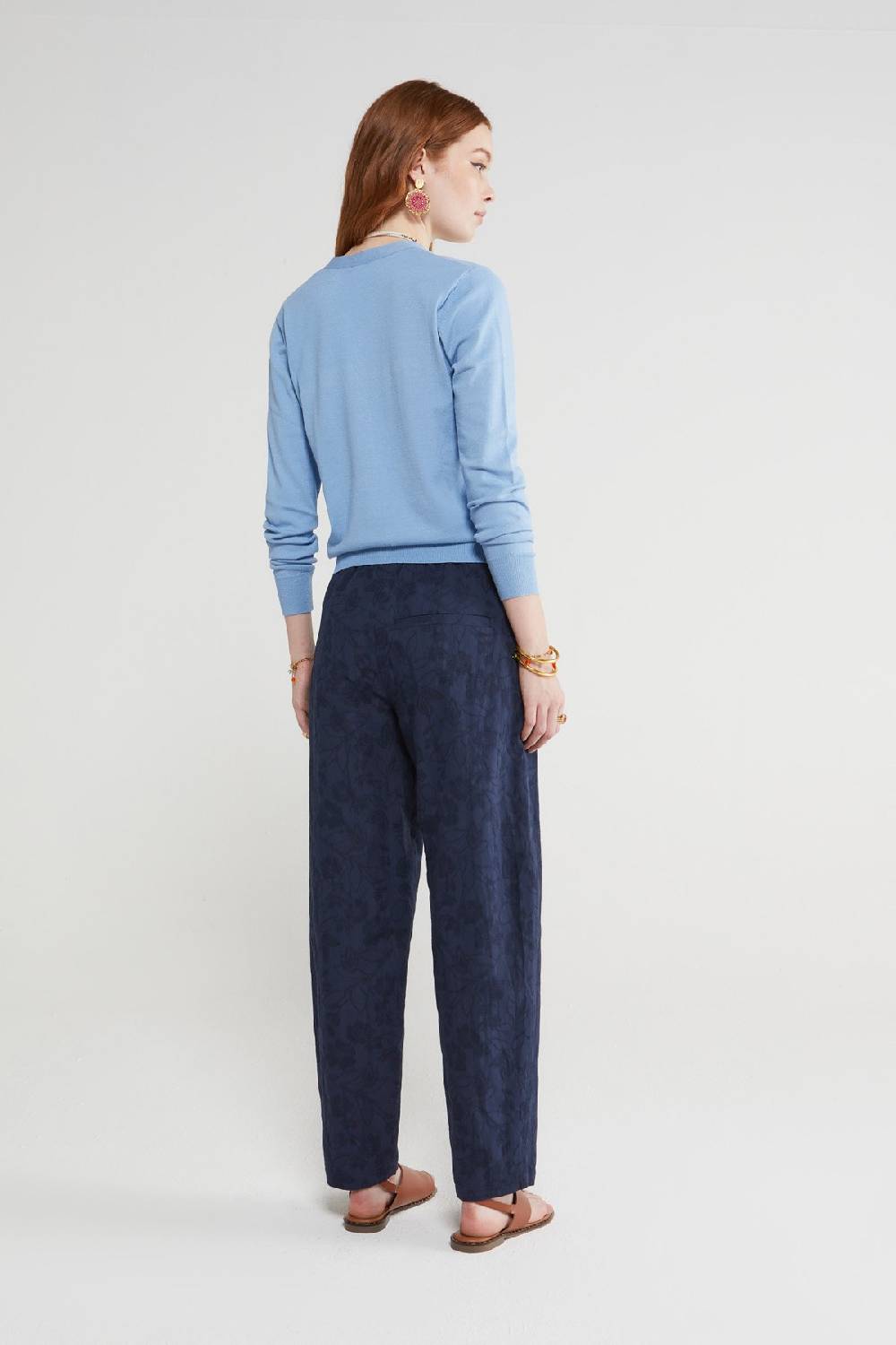 Ottod'Ame Linen Blend Trousers With Embroidery