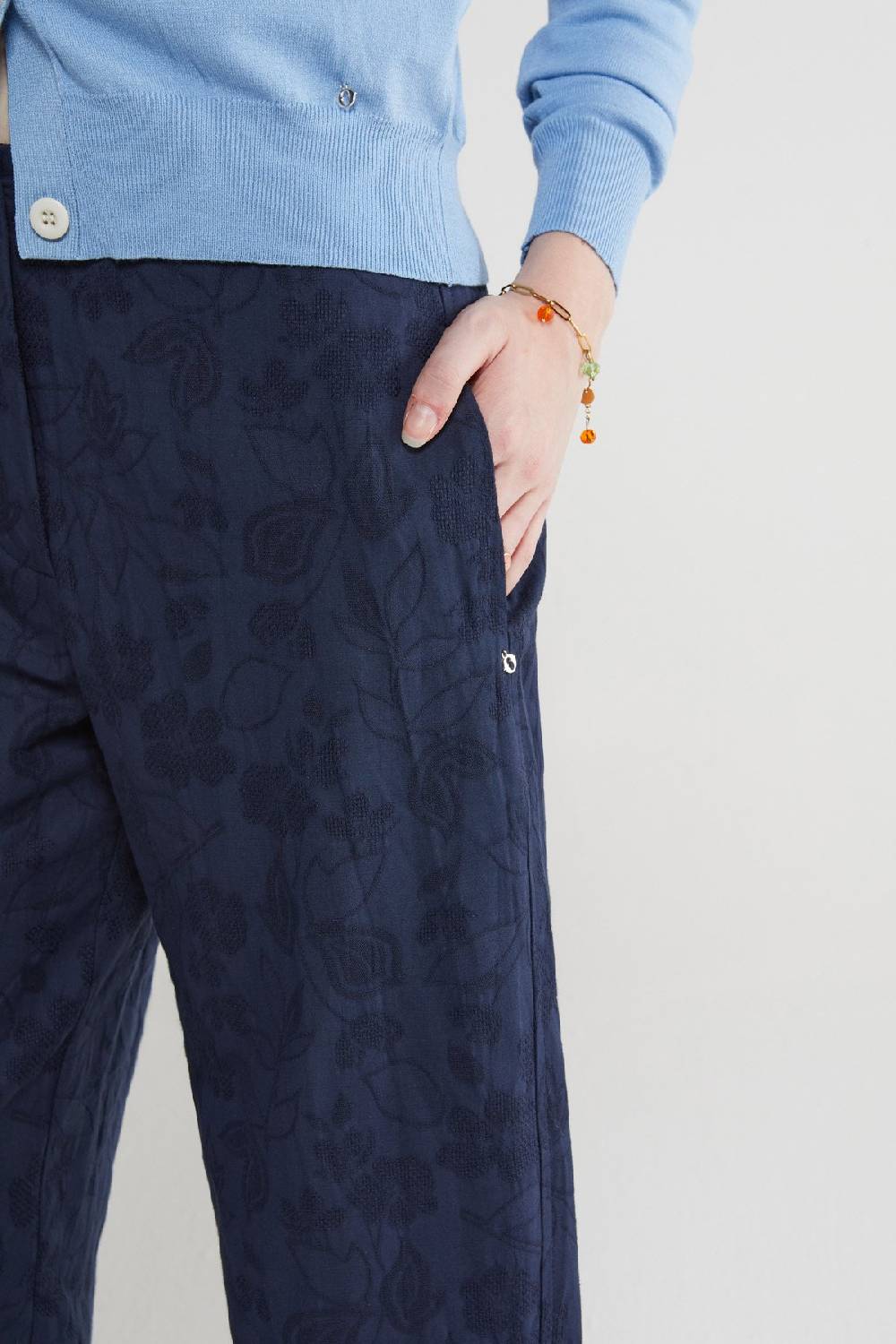 Ottod'Ame Linen Blend Trousers With Embroidery