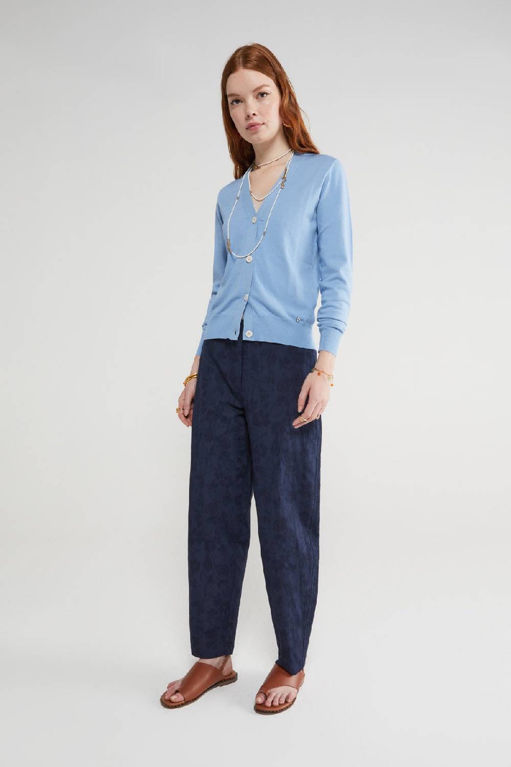 ottod'Ame Linen blend trousers with embroidery