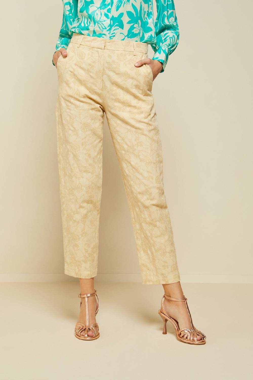 Ottod'Ame Linen Blend Trousers With Embroidery