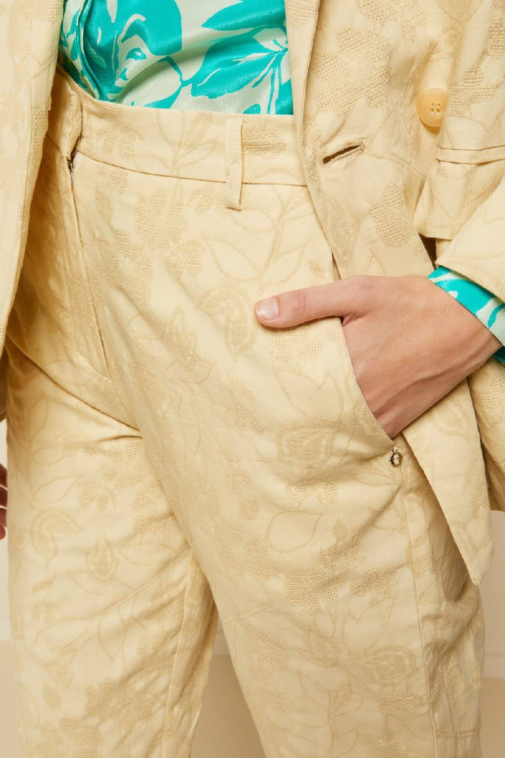 Ottod'Ame Linen Blend Trousers With Embroidery