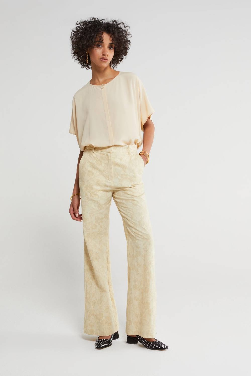 ottod'Ame Linen blend trousers with embroidery