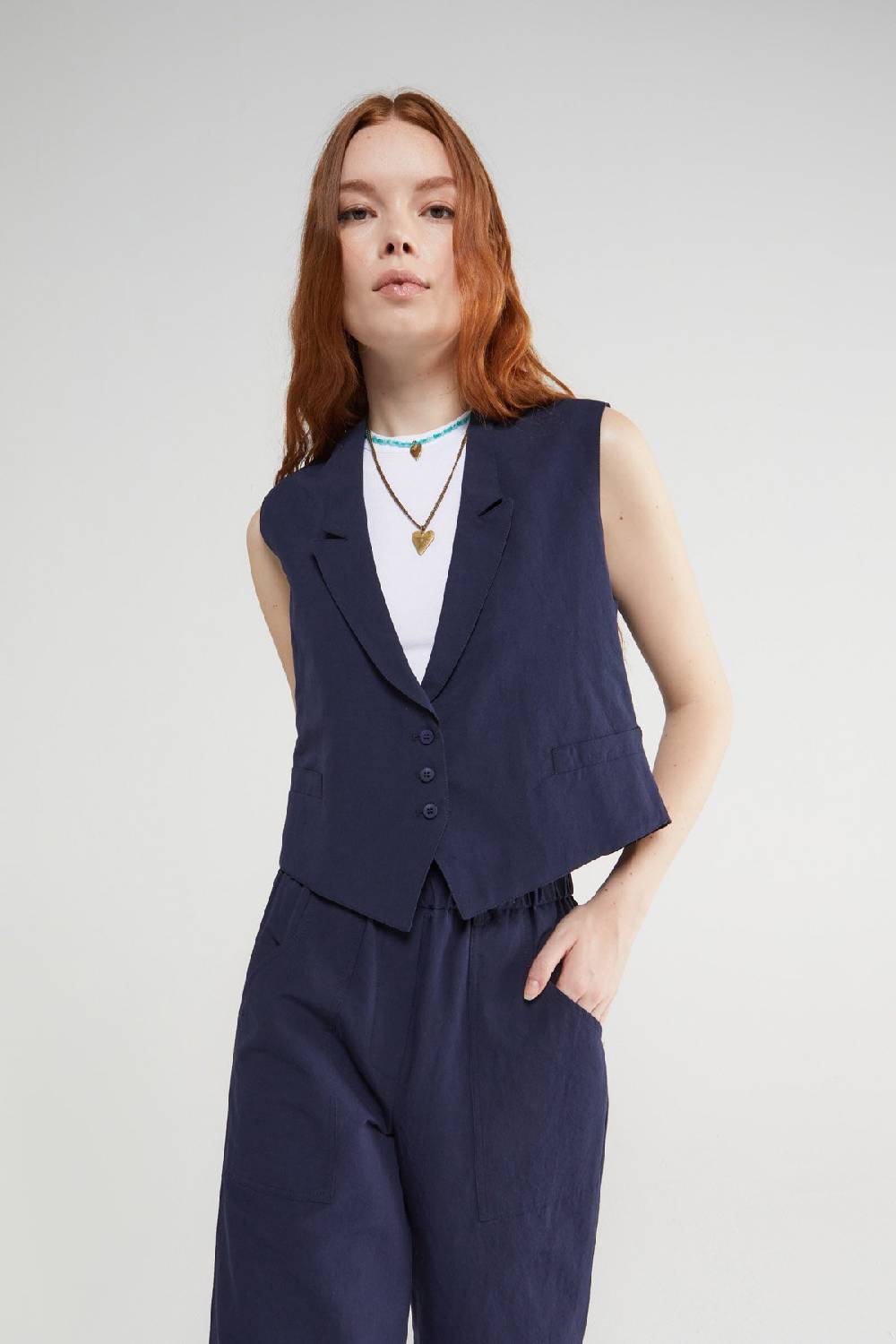 Ottod'Ame Linen Blend Waistcoat Top
