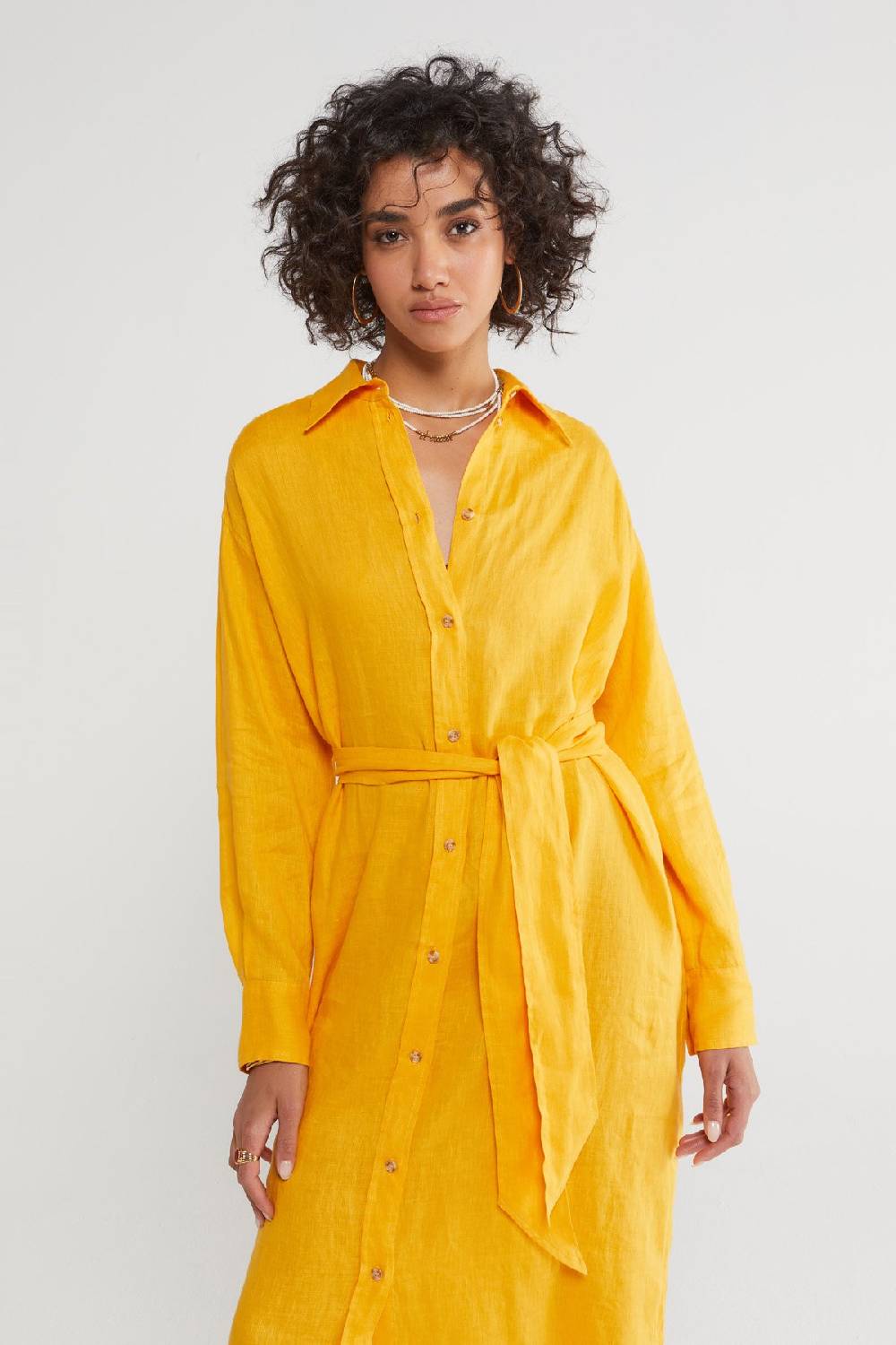 Ottod'Ame Linen Long Chemisier Dress With Sash