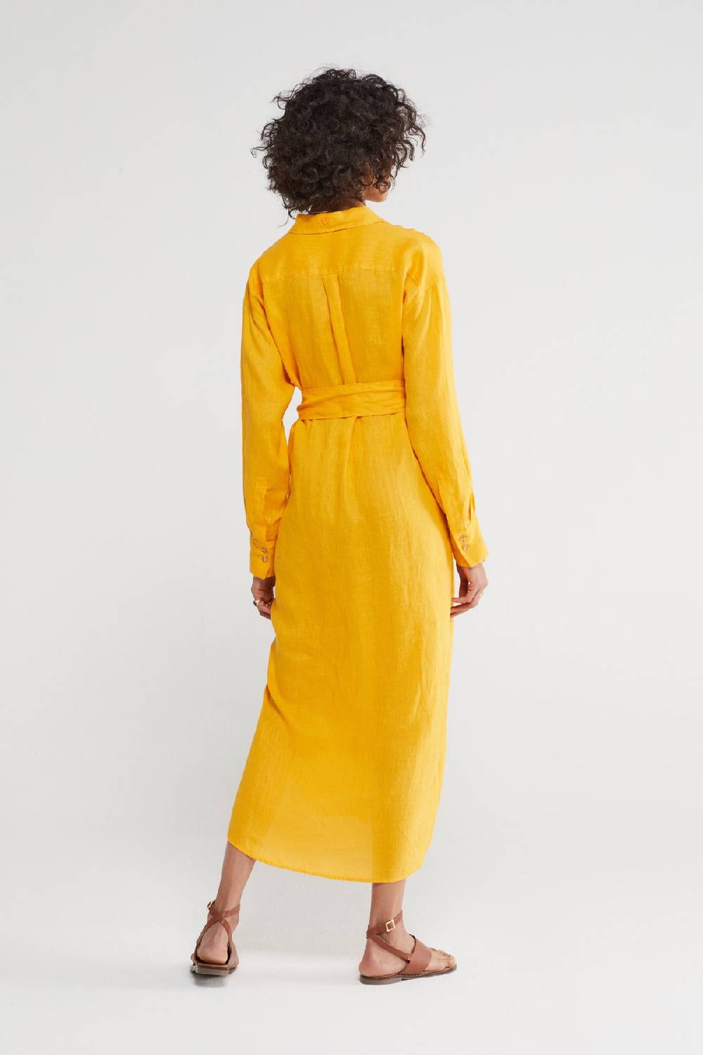 Ottod'Ame Linen Long Chemisier Dress With Sash