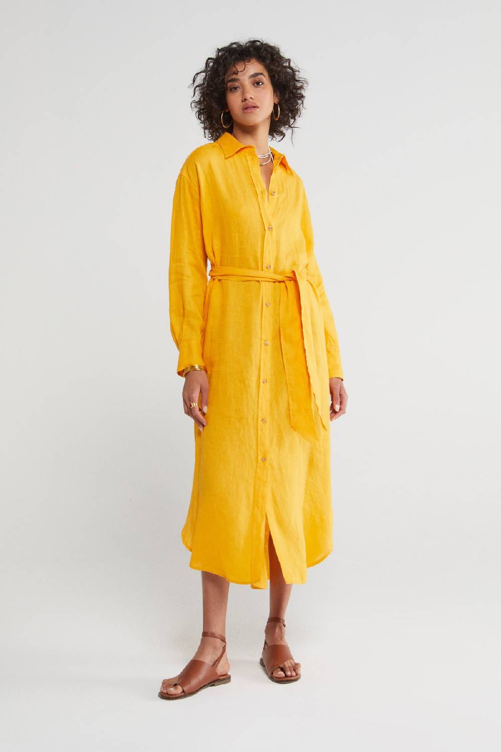 ottod'Ame Linen long chemisier dress with sash