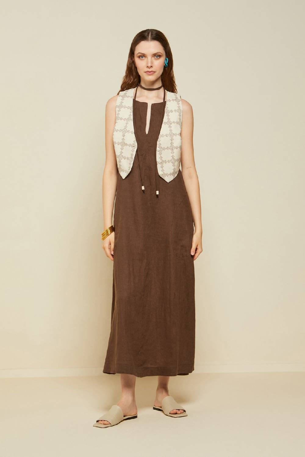 Ottod'Ame Linen Long Dress With Belt
