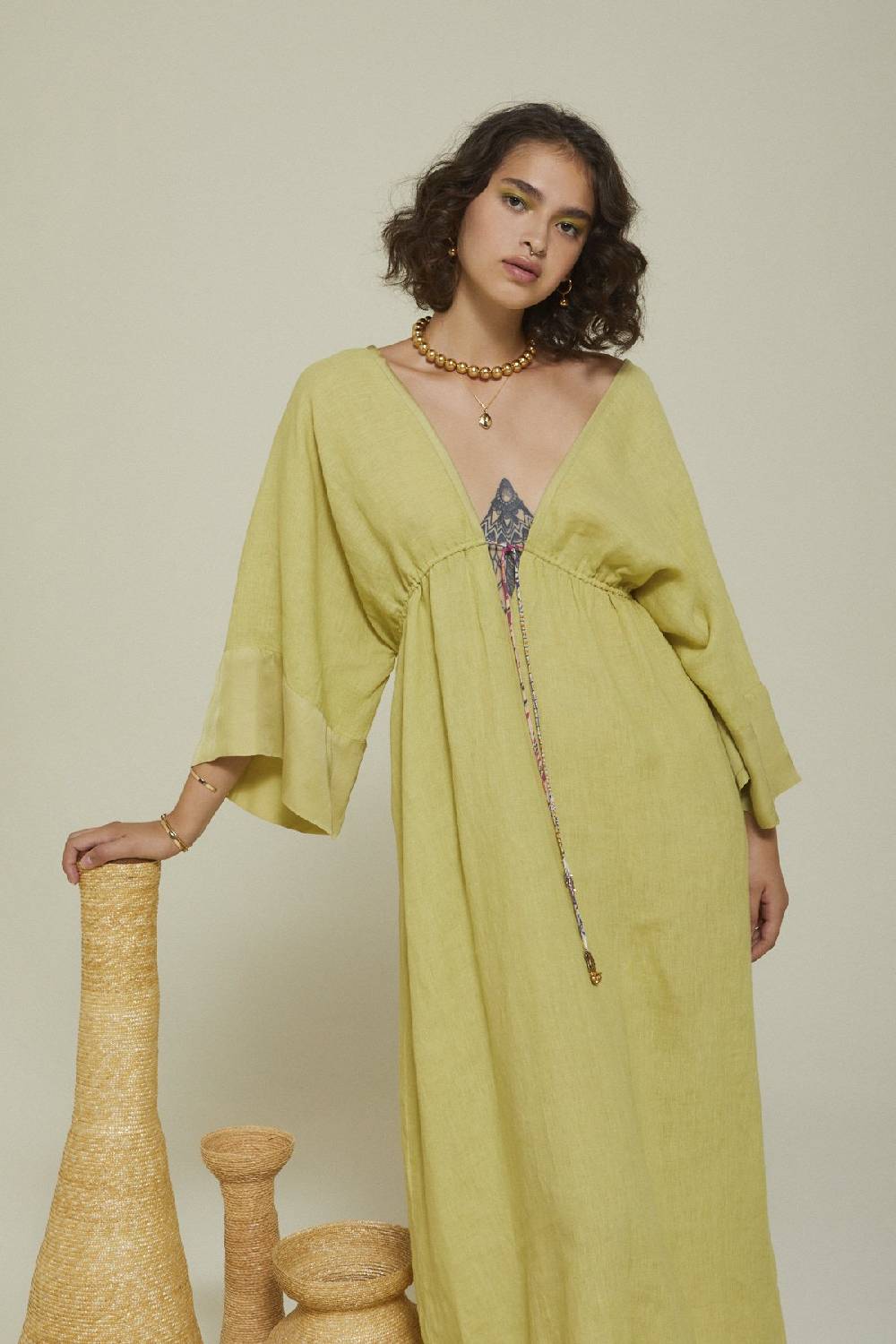 Ottod'Ame Linen Long Dress With Drawstring