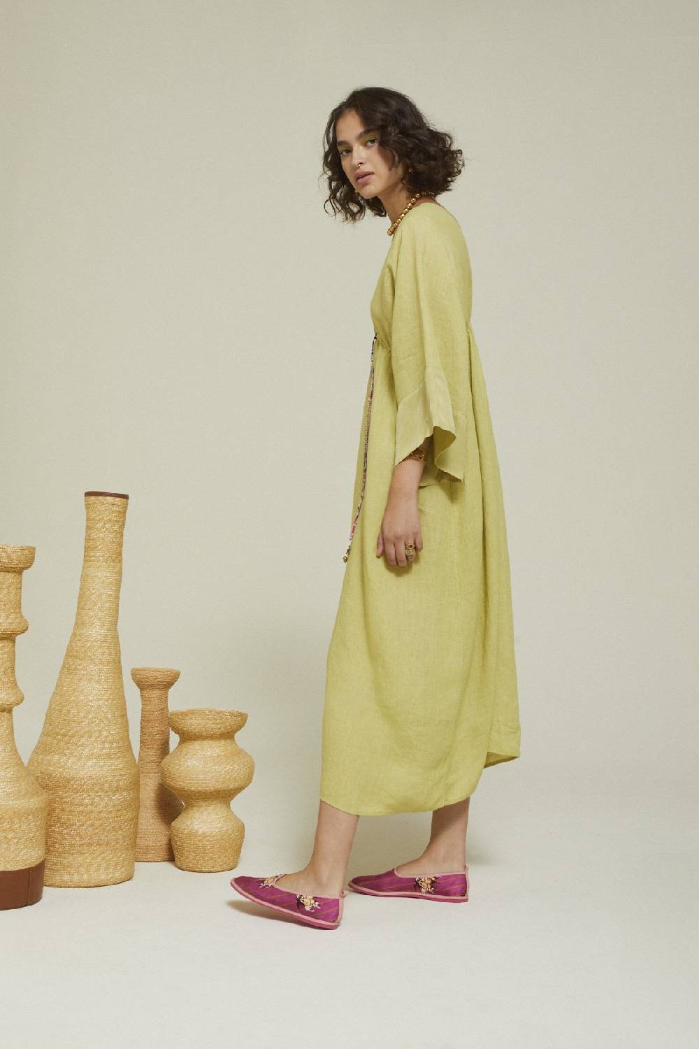 Ottod'Ame Linen Long Dress With Drawstring