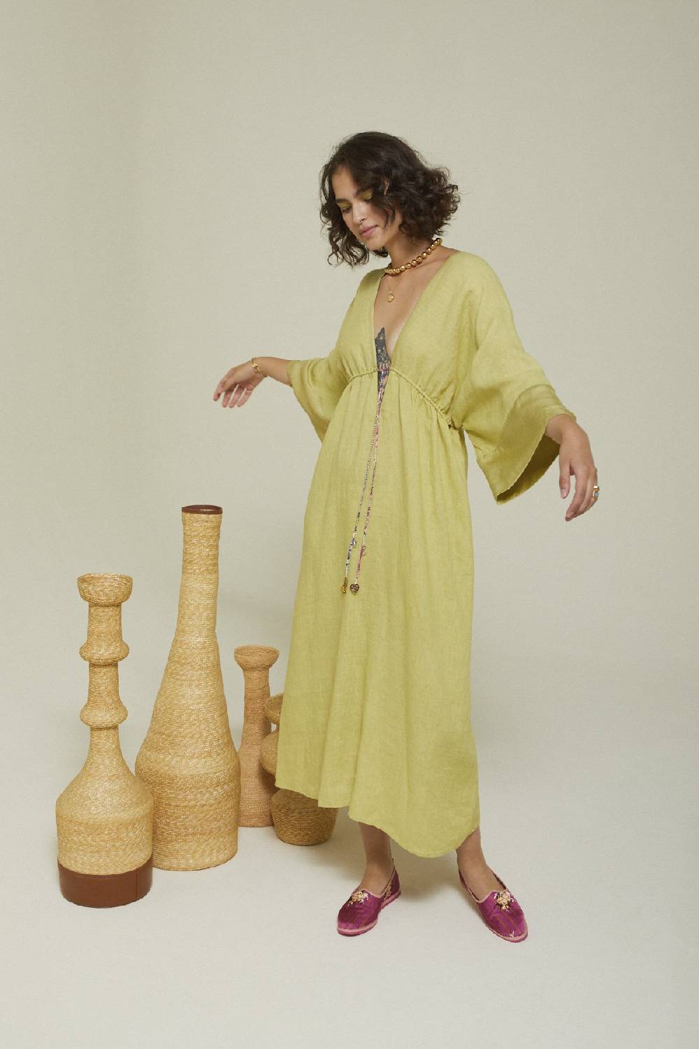 ottod'Ame Linen long dress with drawstring