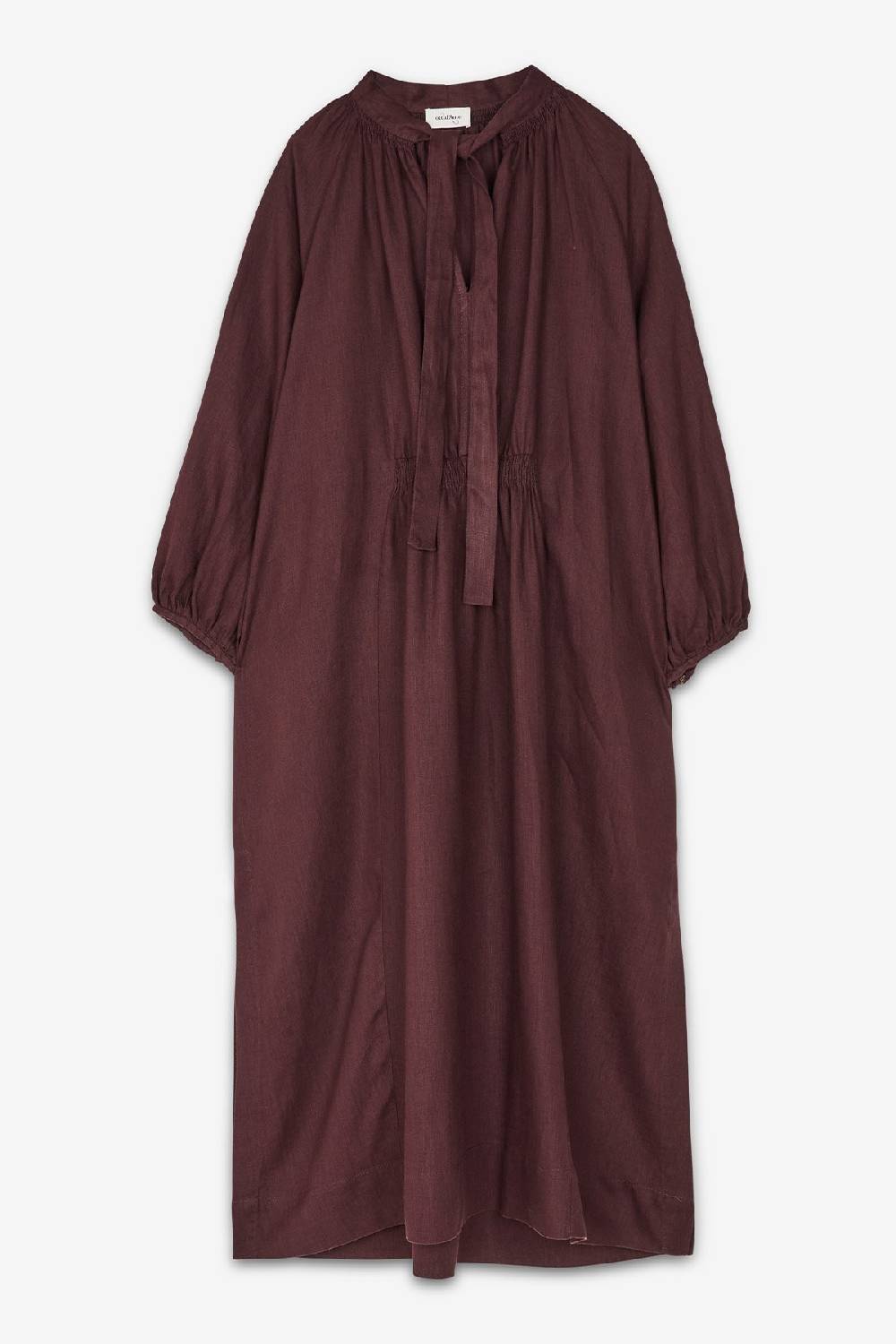 Ottod'Ame Linen Long Dress With Scarf Neck