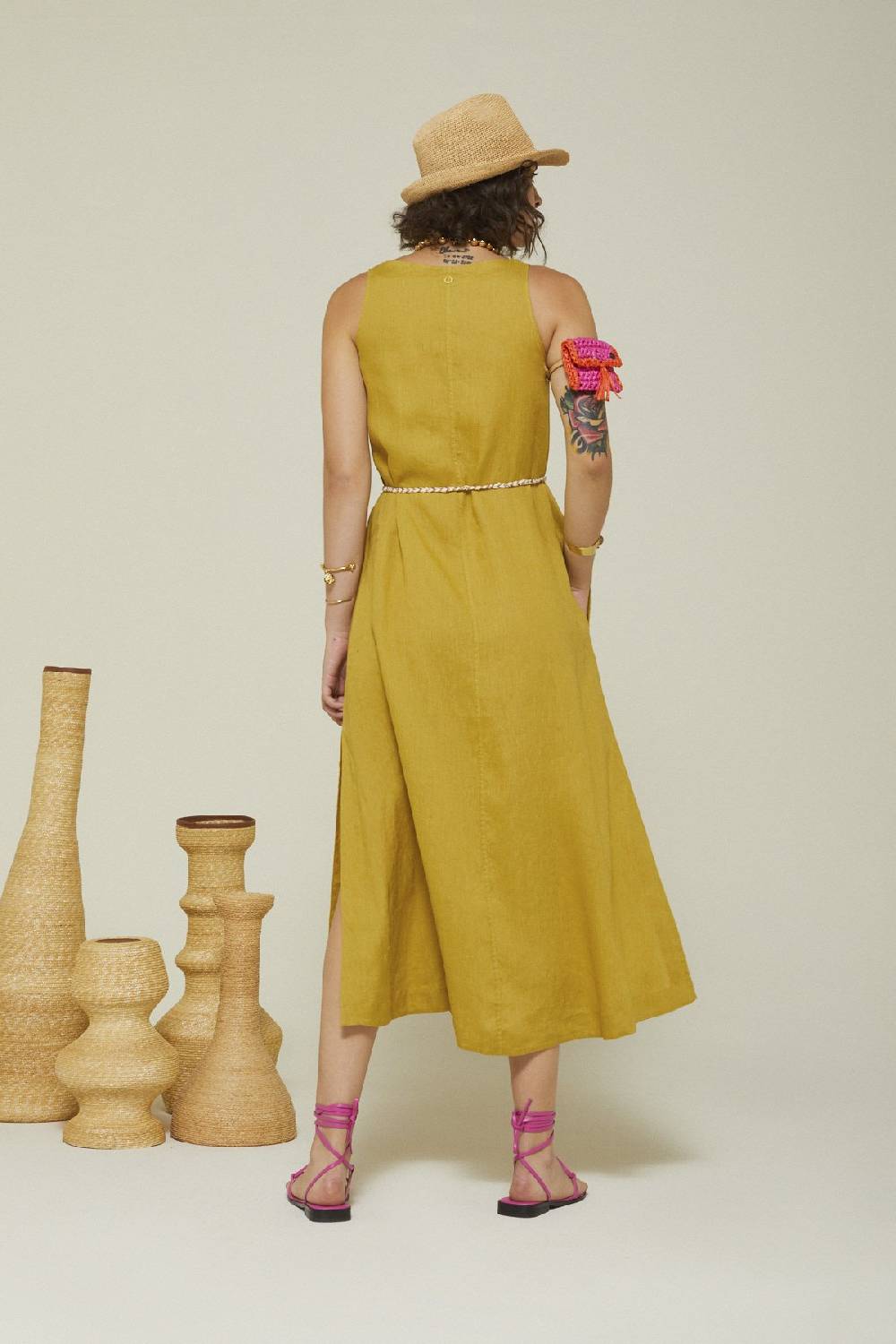 Ottod'Ame Linen Long Dress With Slits