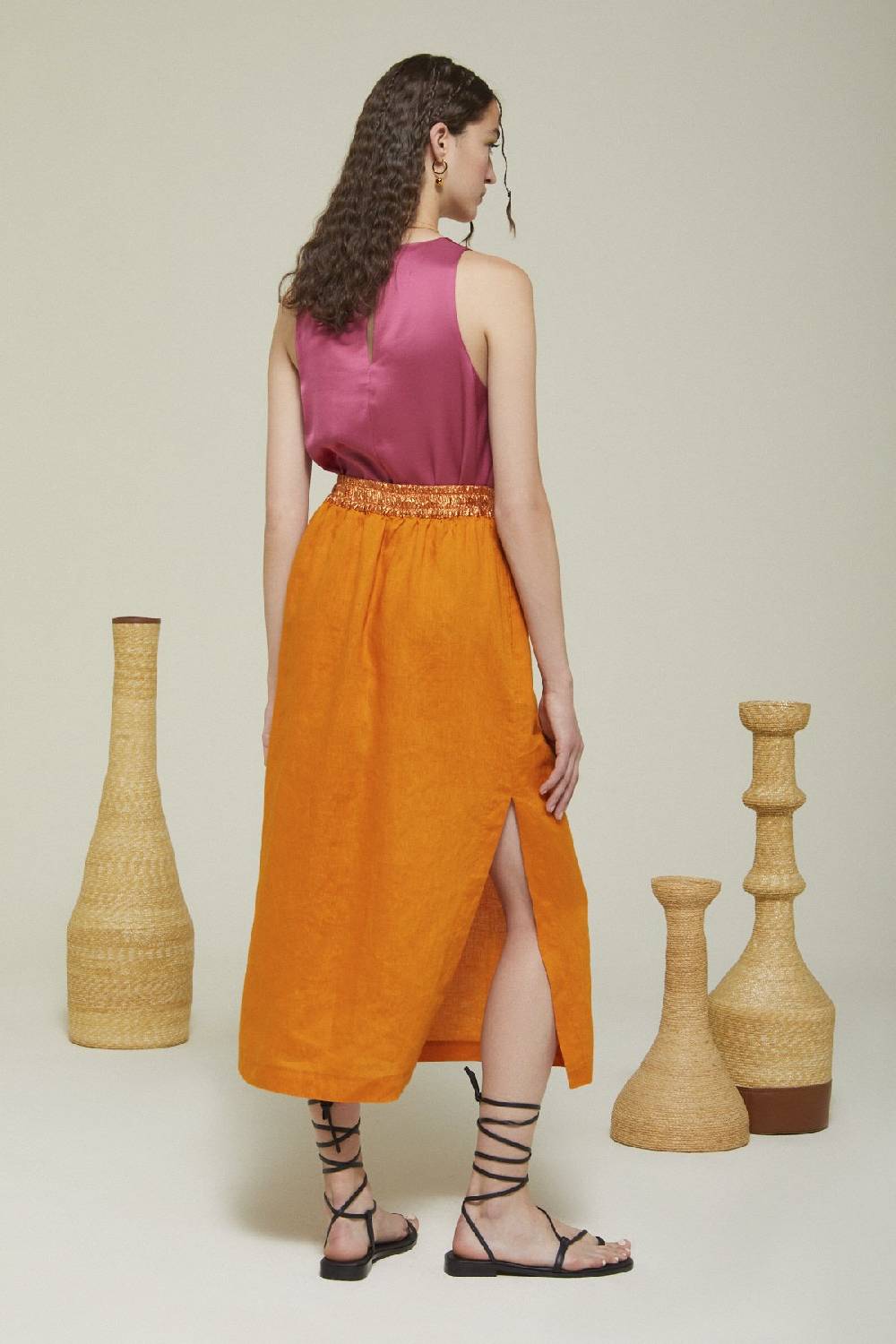 Ottod'Ame Linen Long Skirt