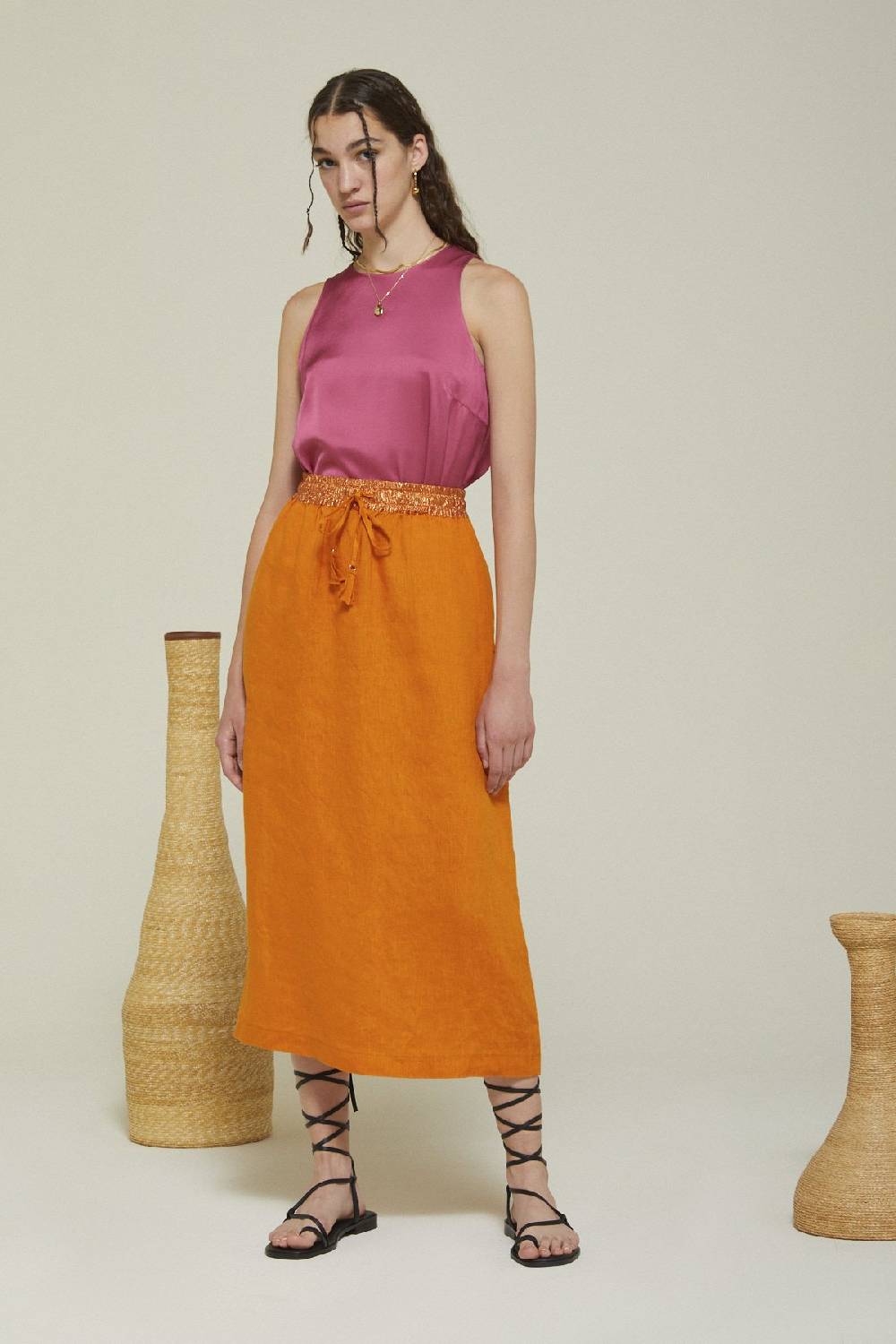 Ottod'Ame Linen Long Skirt